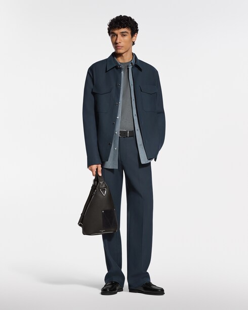 ロングスリーブ コットンシルク クレープシャツ メンズ ウェア(洋服)