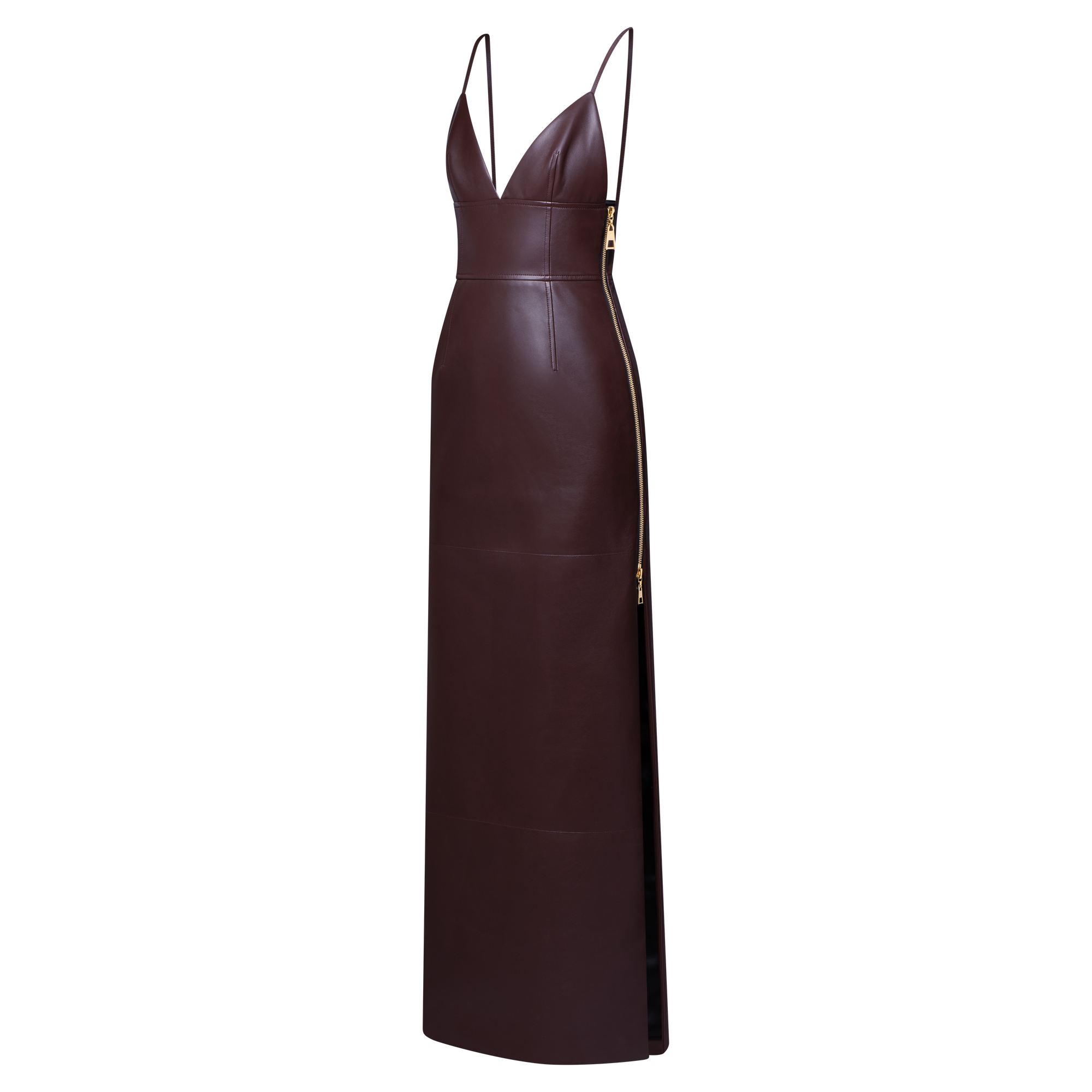 Long V-Neck Zipped Dress  in Wanita