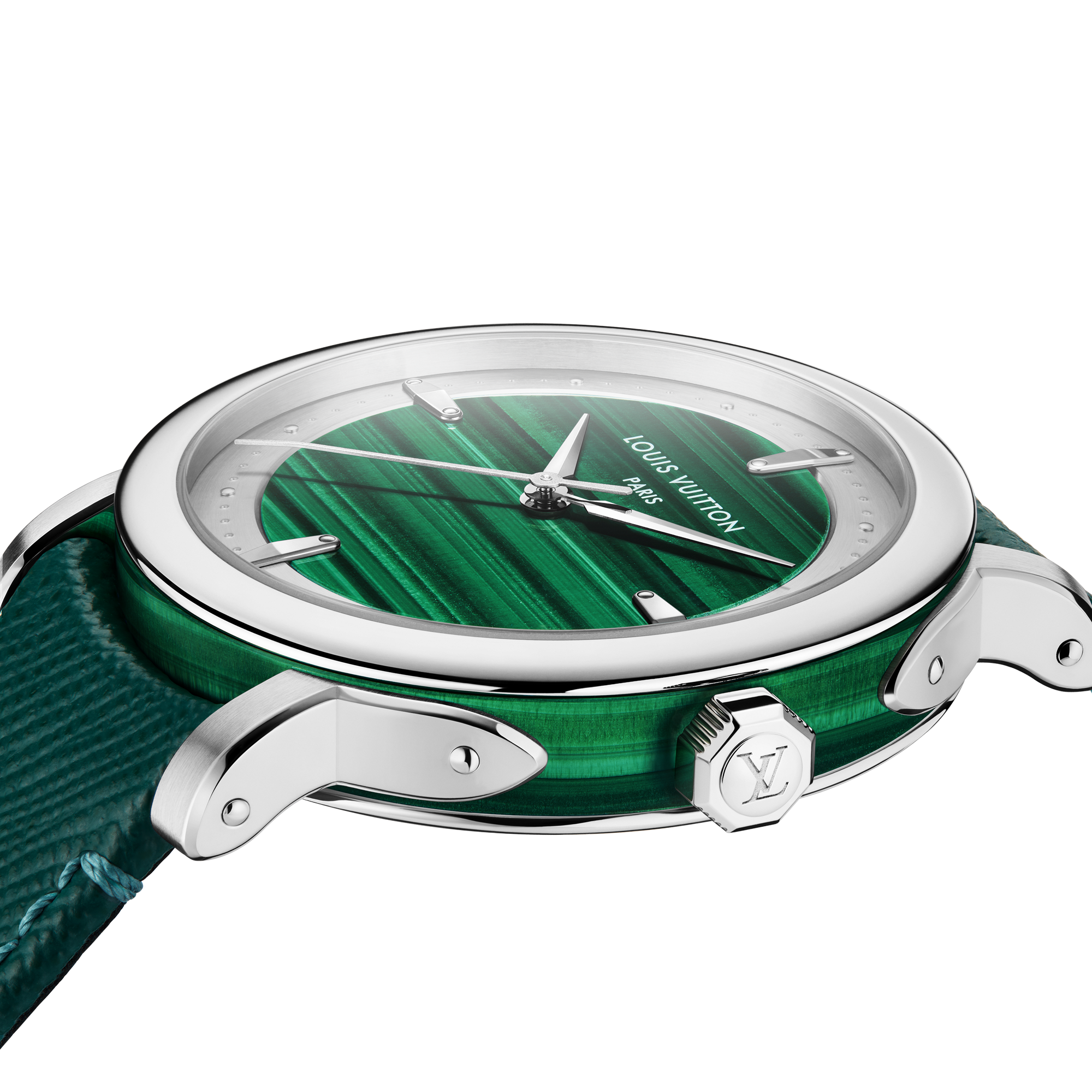 Louis Vuitton Escale, Automatic, 40mm, Platinum dan Malachite  in Jam Tangan