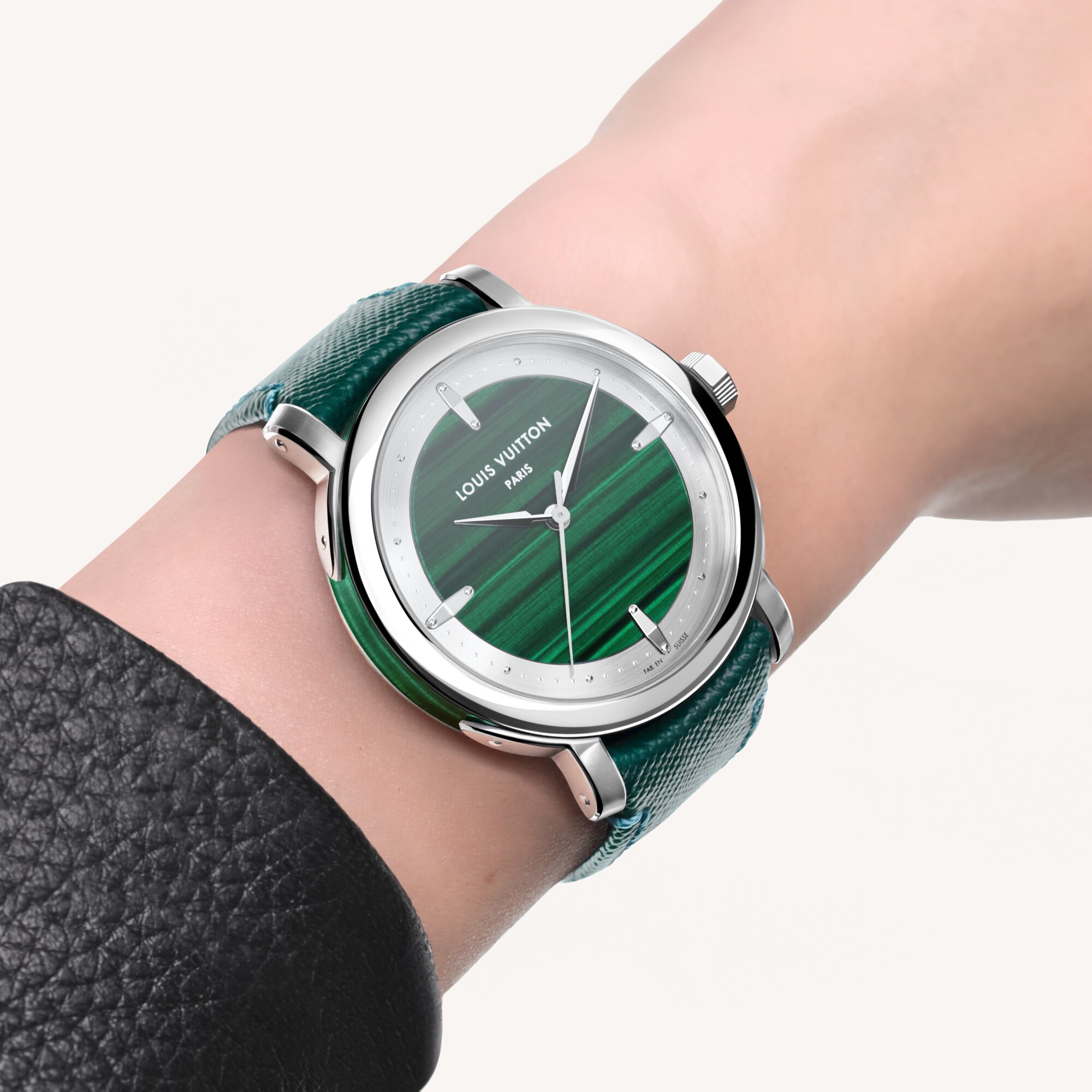 Louis Vuitton Escale, Automatic, 40mm, Platinum dan Malachite  in Jam Tangan