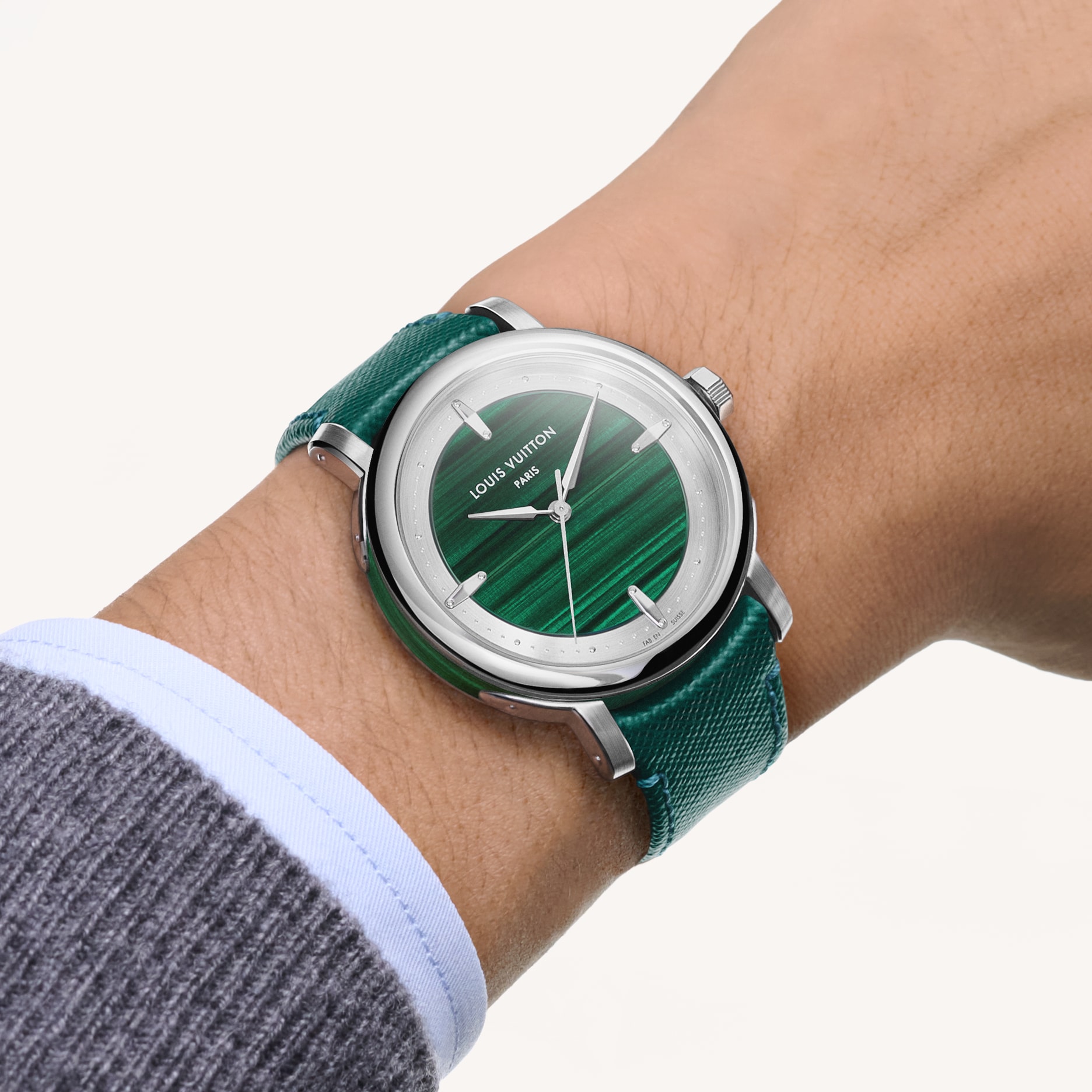 Louis Vuitton Escale, Automatic, 40mm, Platinum dan Malachite  in Jam Tangan