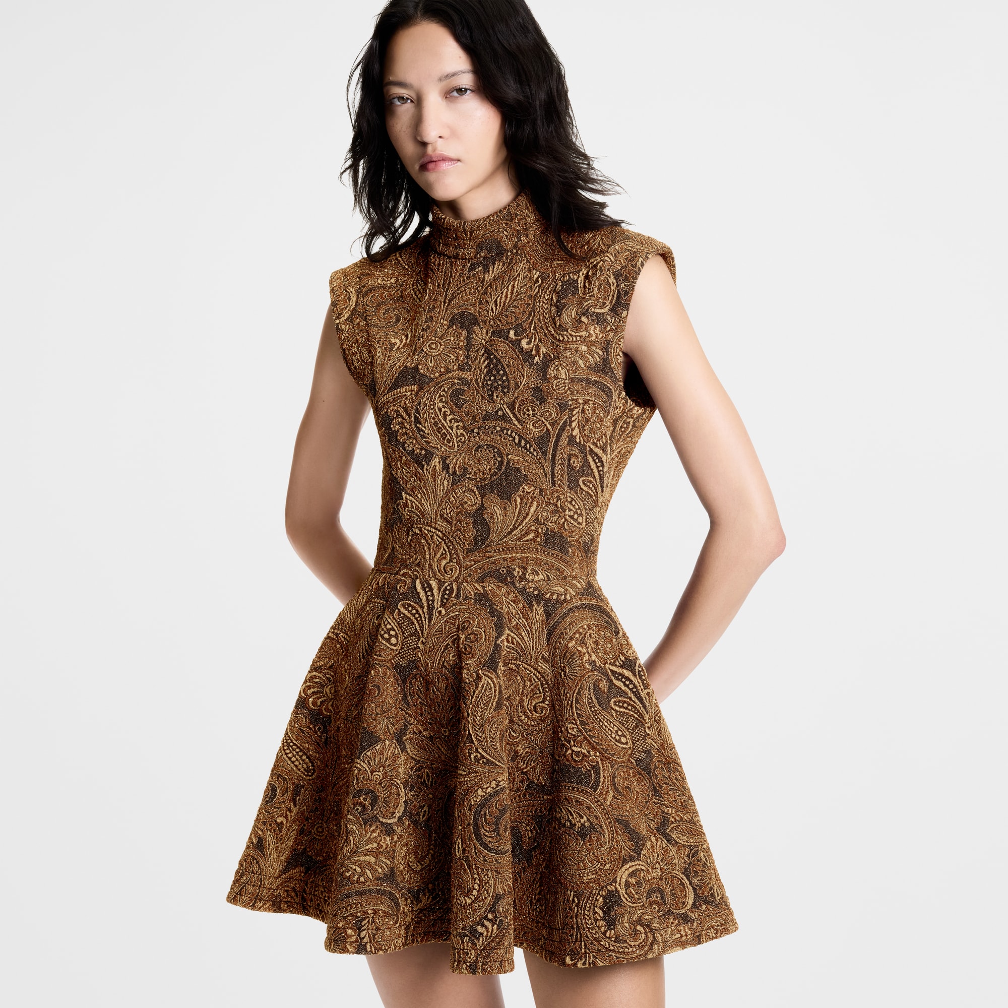 Lurex Jacquard A-Line Dress  in Wanita