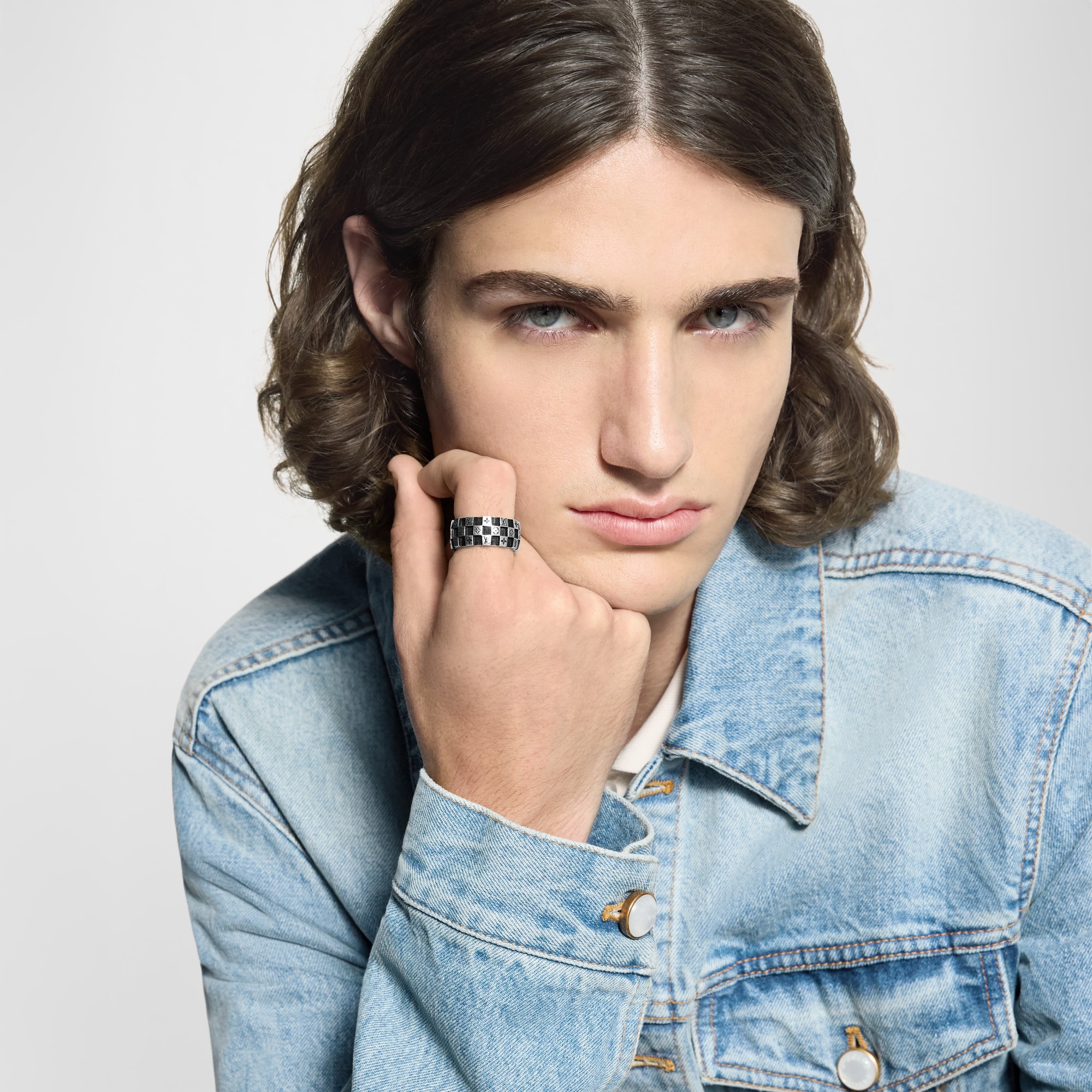 LV Damier Ring S00 in Pria