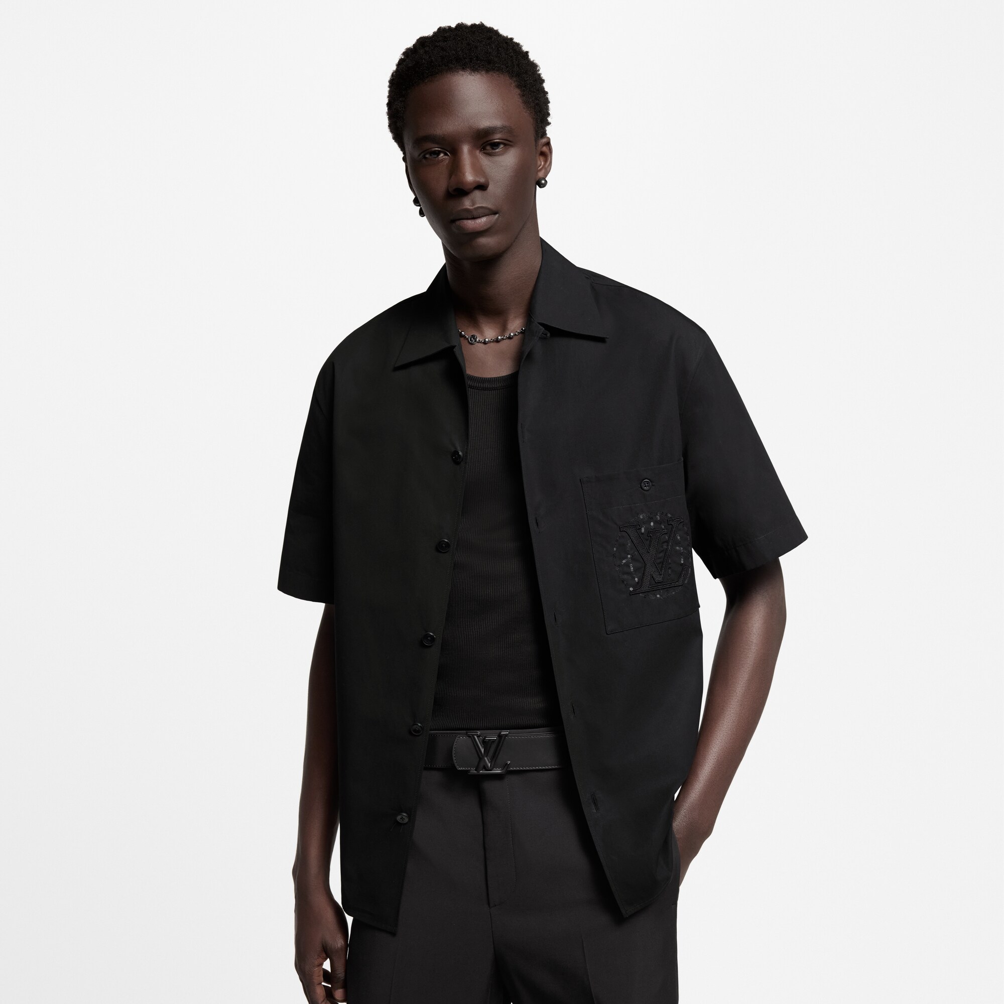 LV Dimension 40mm Reversible Belt Monogram Eclipse in Pria