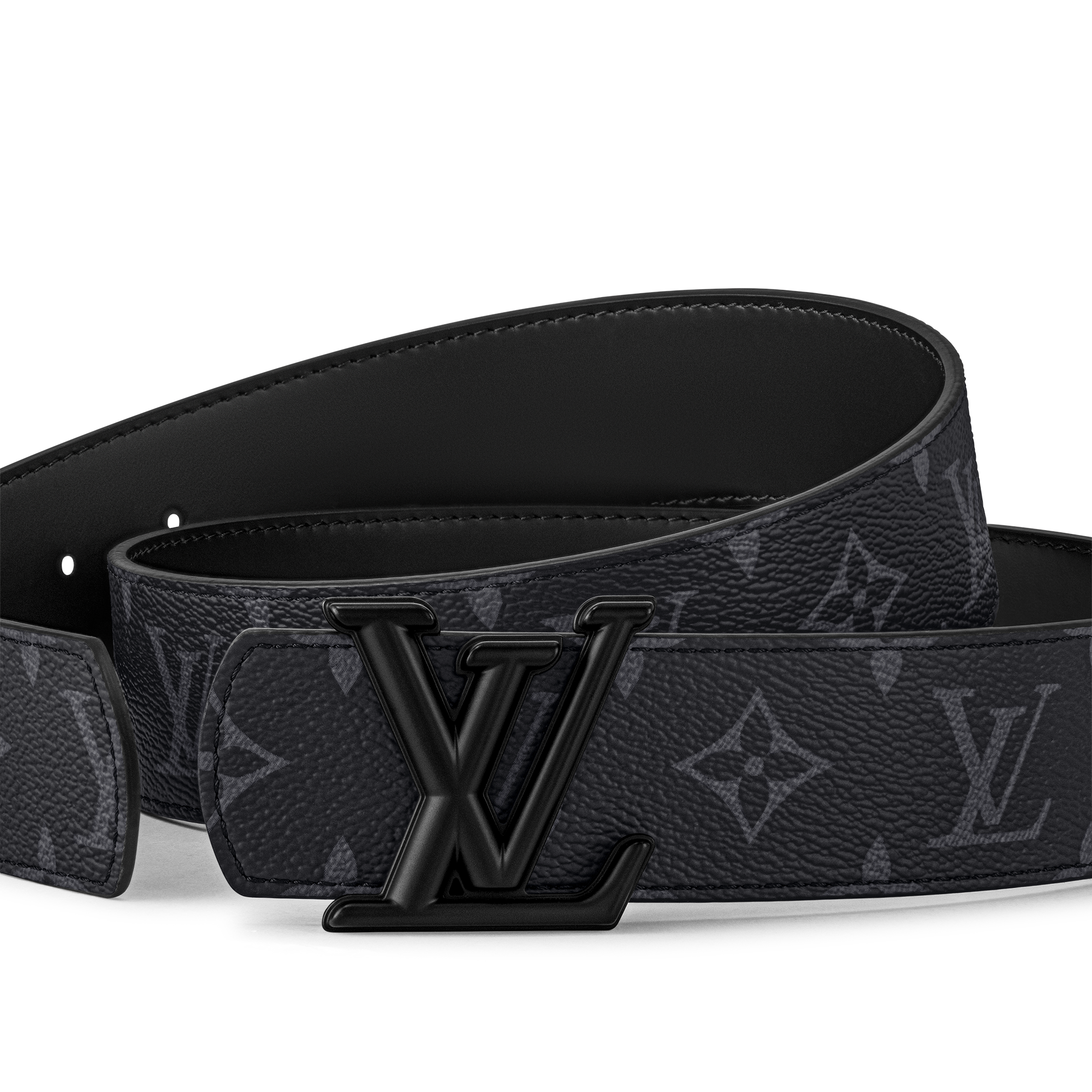 LV Dimension 40mm Reversible Belt Monogram Eclipse in Pria