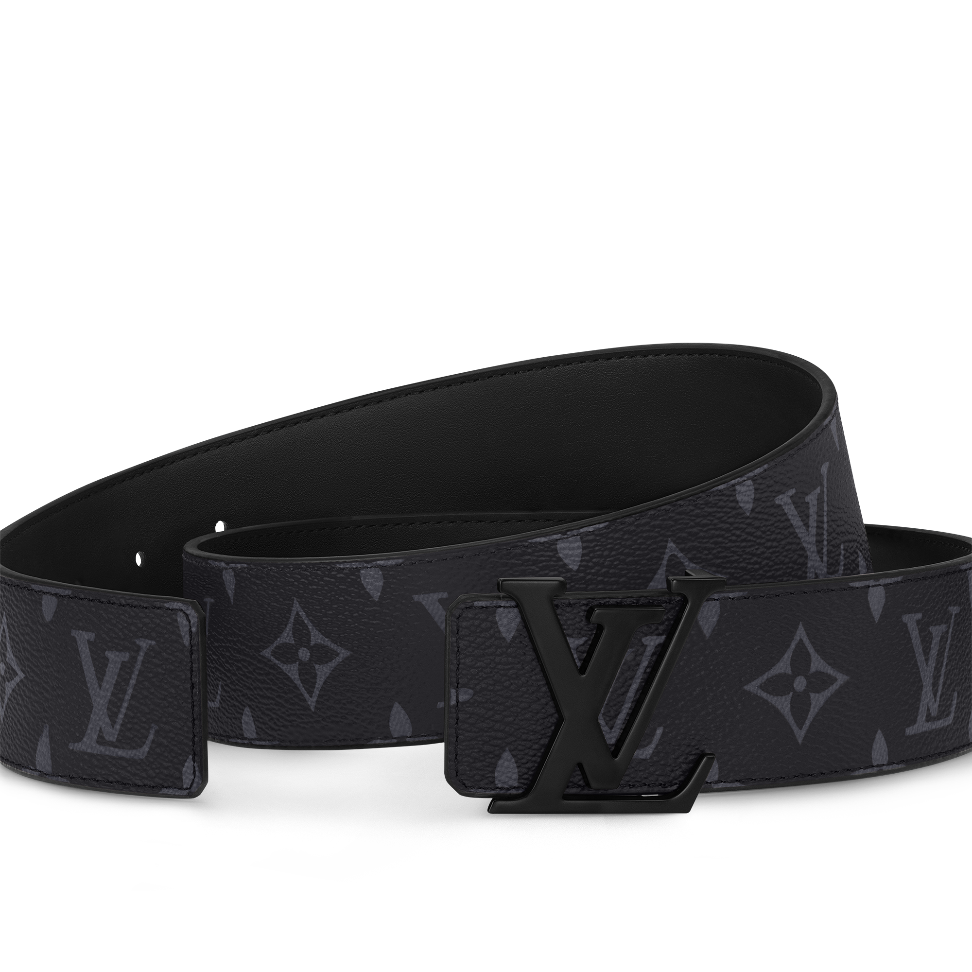 LV Initiales 40mm Matte Black Belt  in Pria