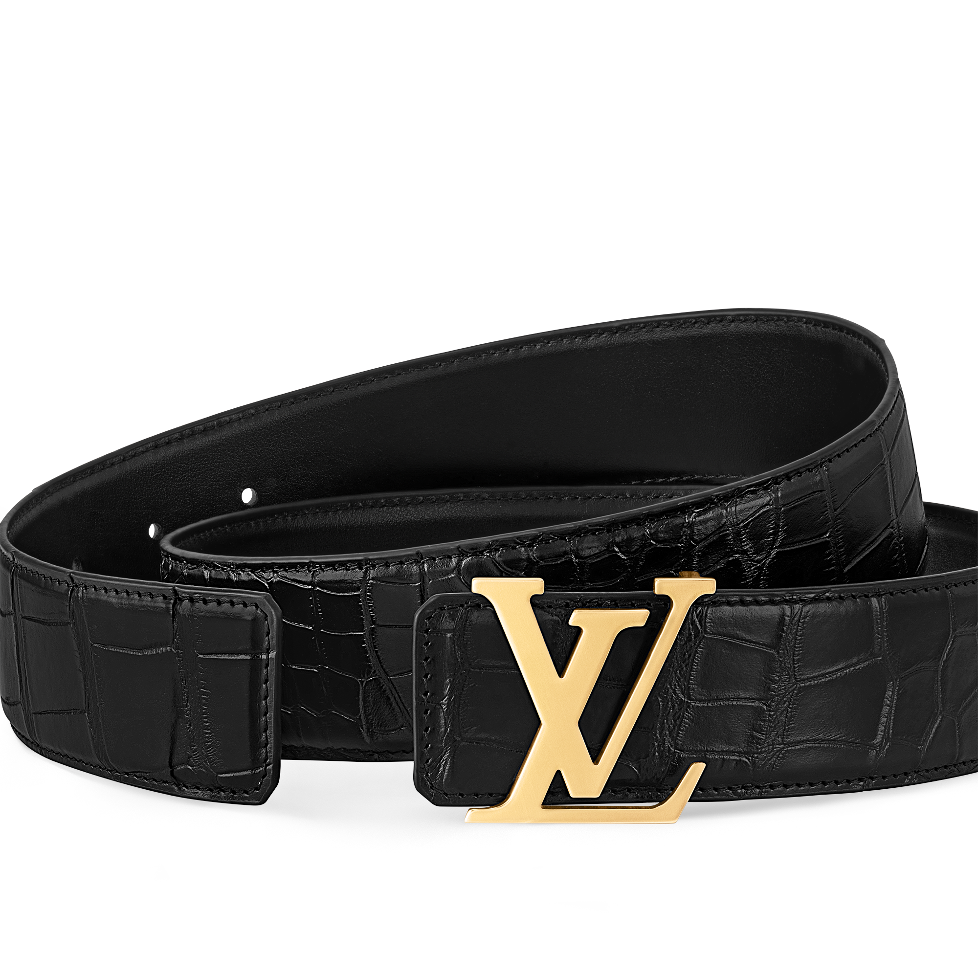 LV Initiales 40MM Reversible Belt Crocodilien Brillant in Pria