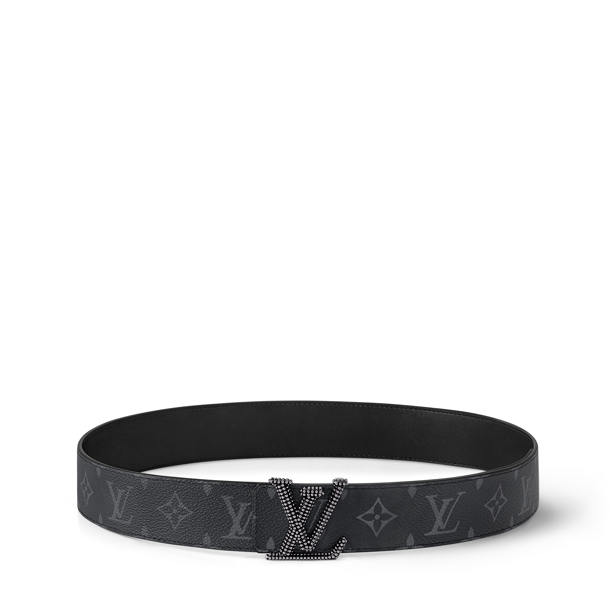 LV Initiales Studs 40mm Reversible Belt Monogram Eclipse in Pria