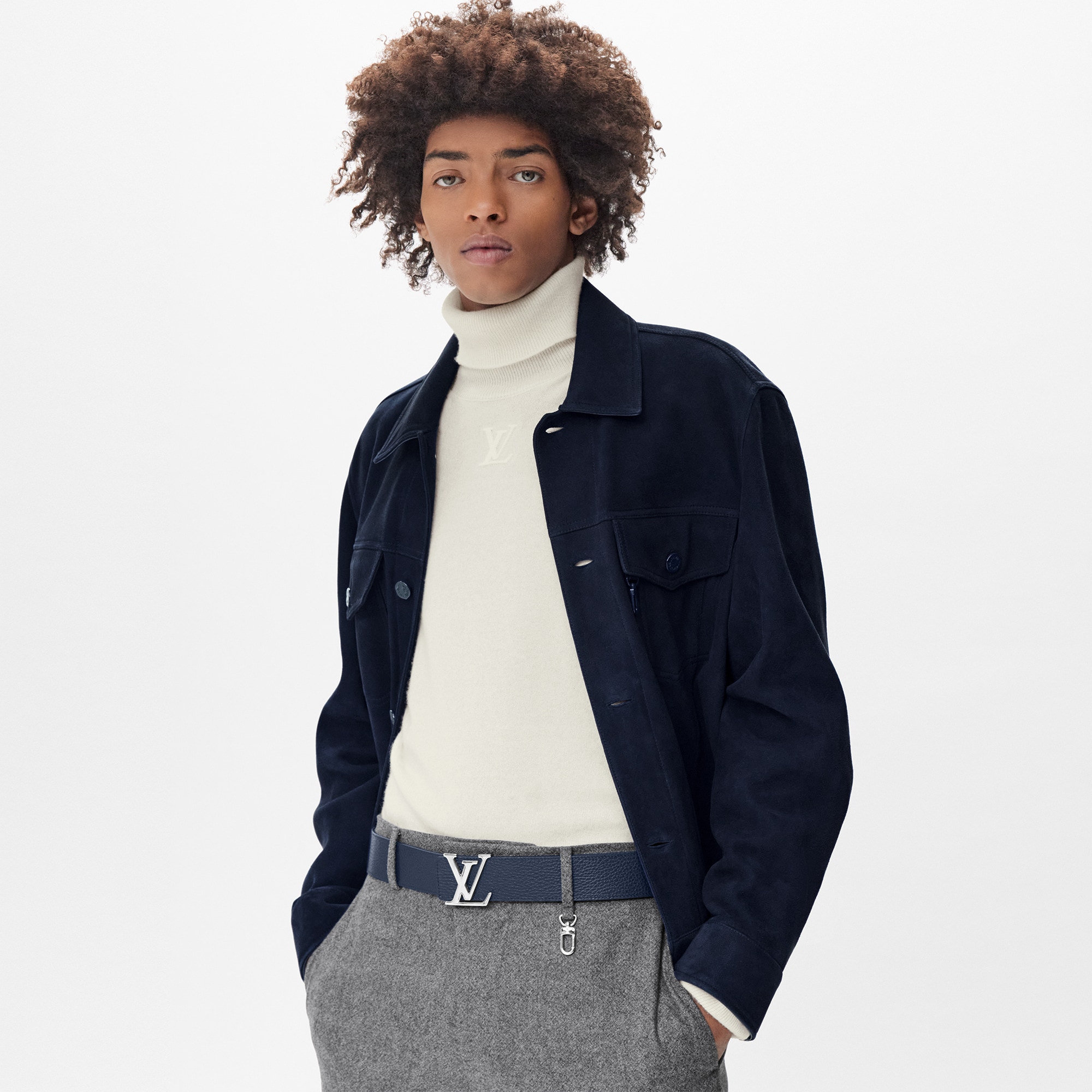 LV Initiales Taurillon 40mm Reversible Belt Taurillon in Pria