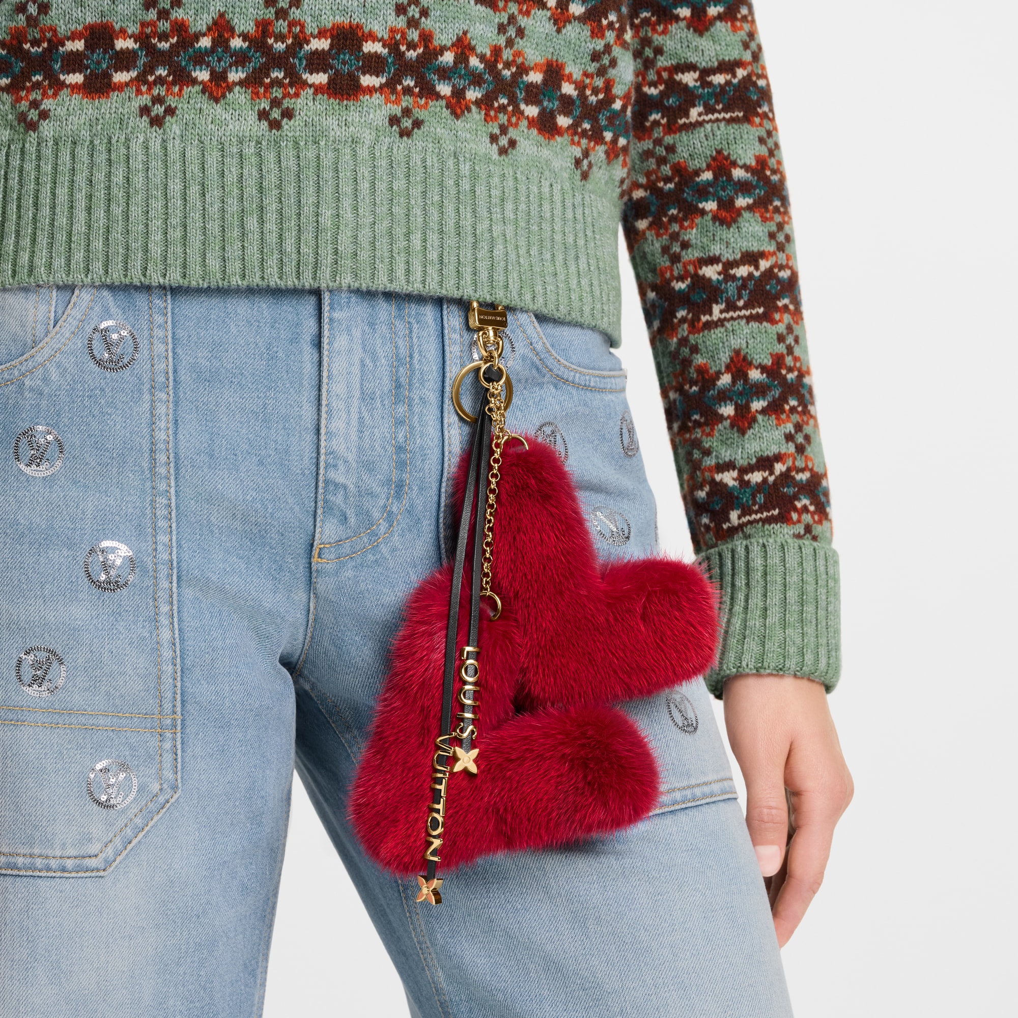 LV Initials Key Holder And Bag Charm S00 in Wanita