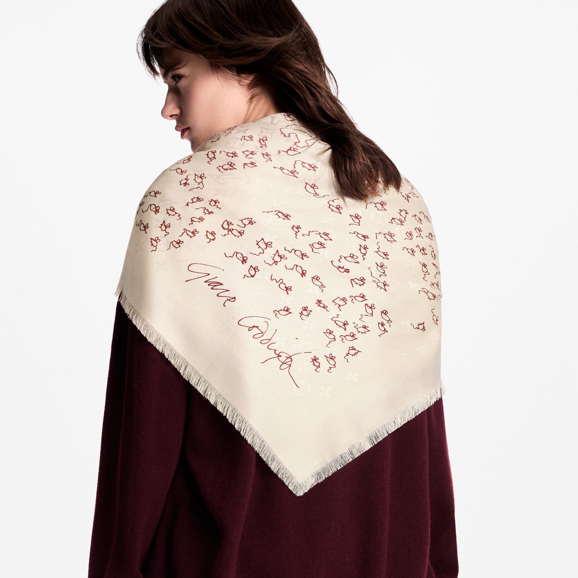 LV Mice Monogram Classique Shawl S00 in Wanita