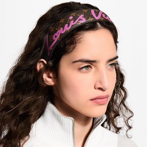 LV Script Headband cropped worn view