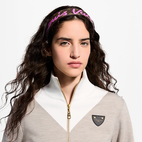 LV Script Headband worn view