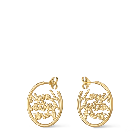 LV Script Hoops PM S00 in Wanita's Fashion Jewelry Anting collections by Louis Vuitton (Perbesar produk)