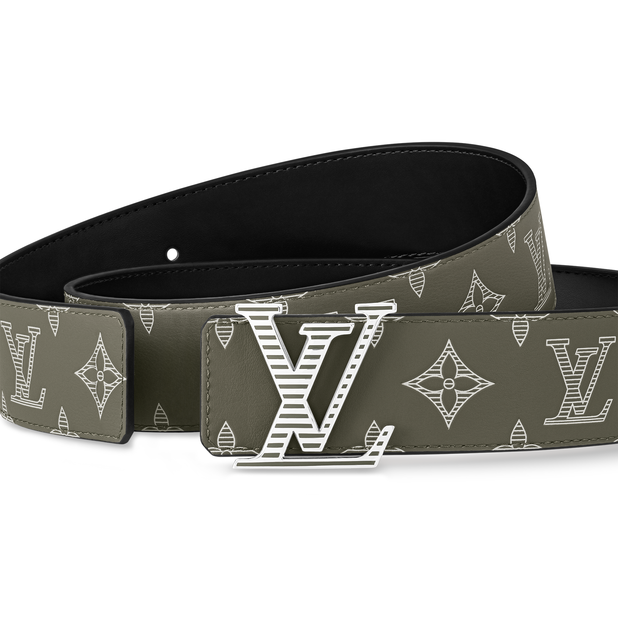 LV Shadow 40mm Reversible Belt Monogram Shadow in Pria