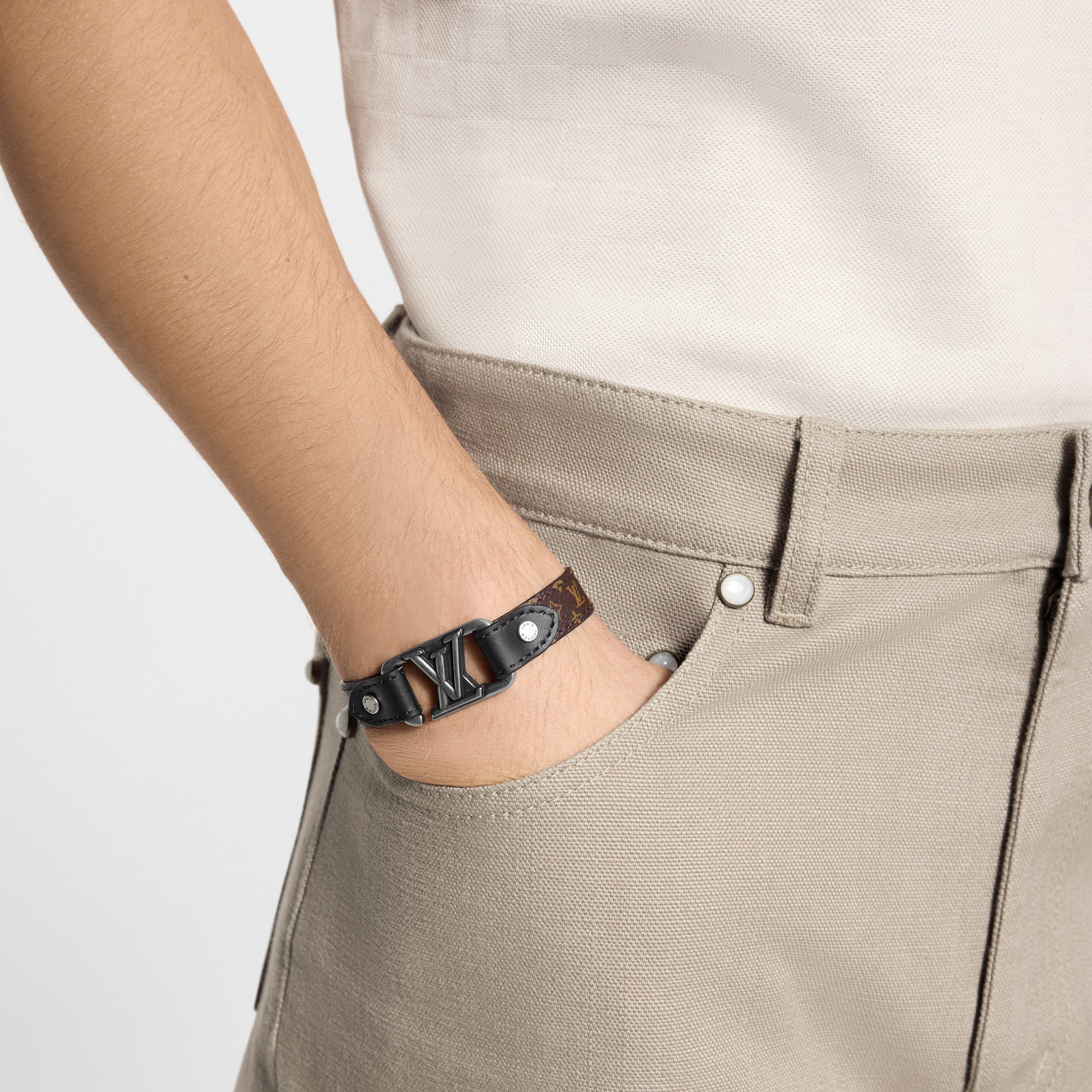 LV Slim Dimension Reversible Bracelet  in Pria