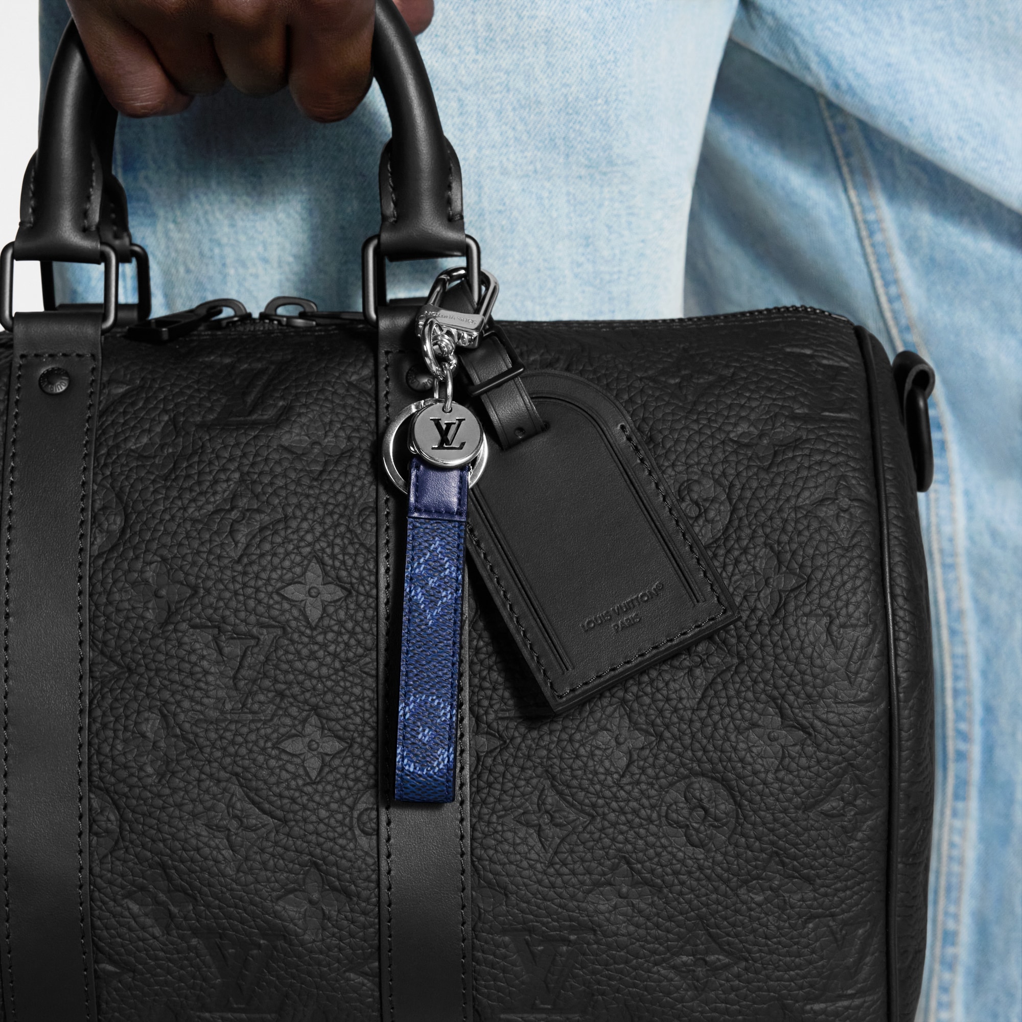 LV Slim Dragonne Key Holder and Bag Charm S00 in Pria