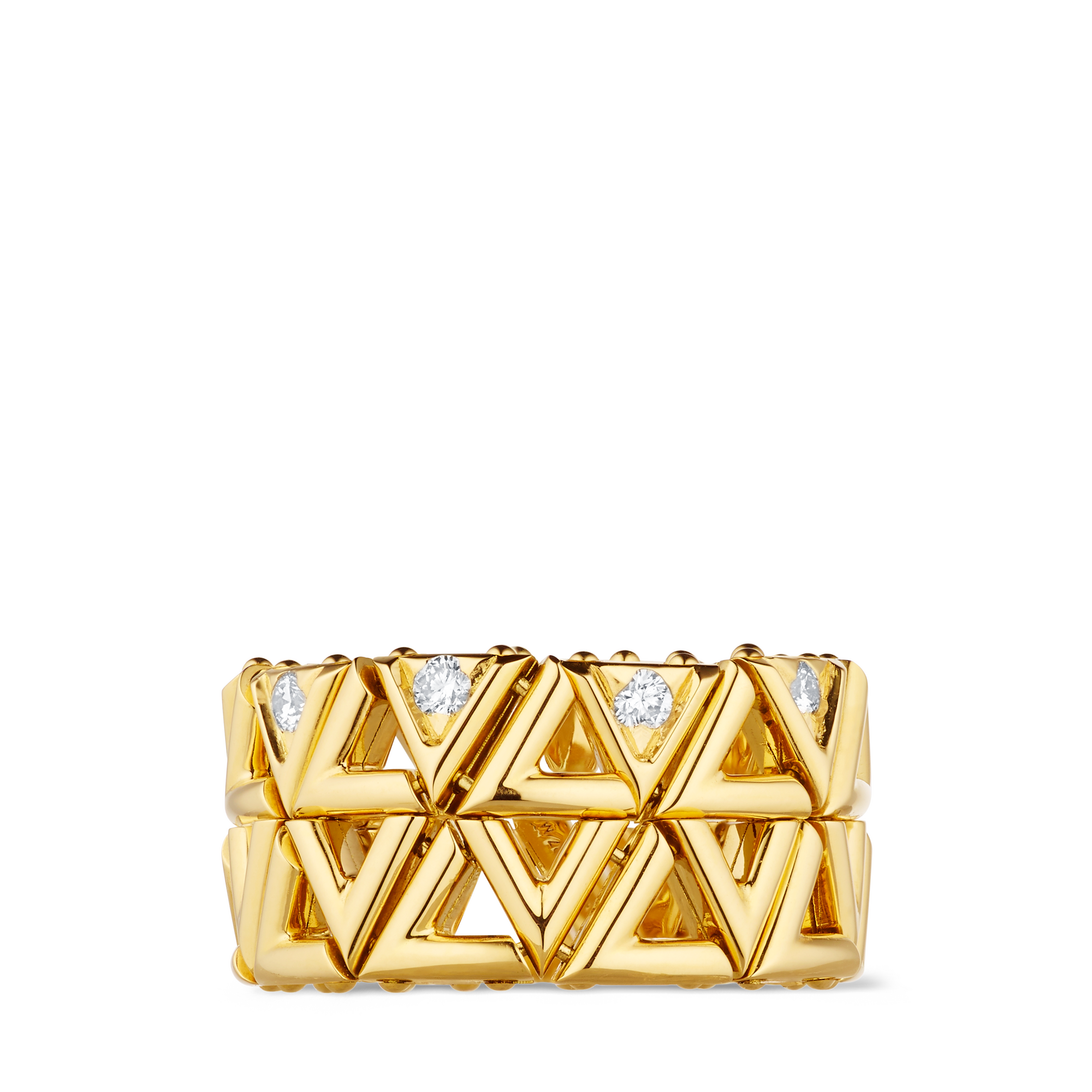 LV Volt Mesh Ring, Yellow Gold And Diamonds  in Perhiasan