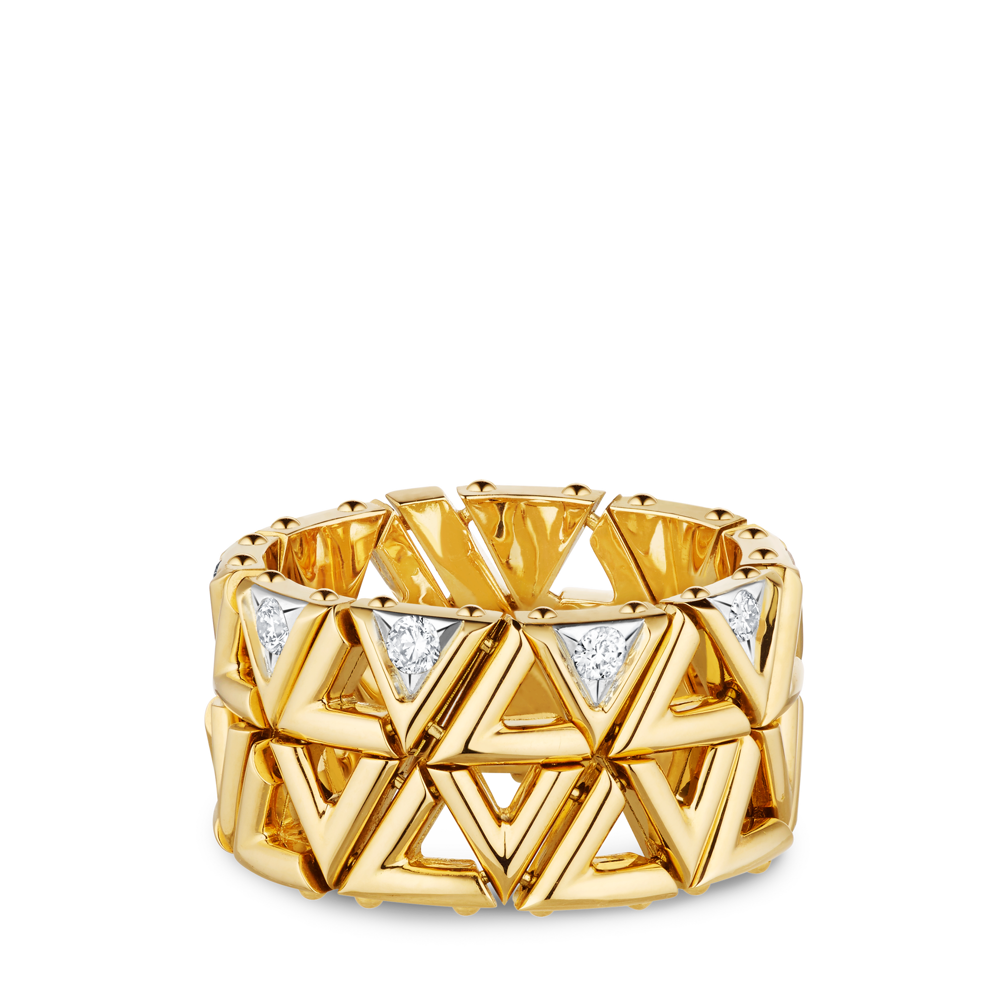 LV Volt Mesh Ring, Yellow Gold And Diamonds  in Perhiasan