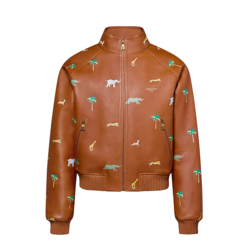 Made To Order LV x The Darjeeling Limited Printed Leather Blouson in Pria's Pakaian Outerwear dan Mantel collections by Louis Vuitton (Perbesar produk)