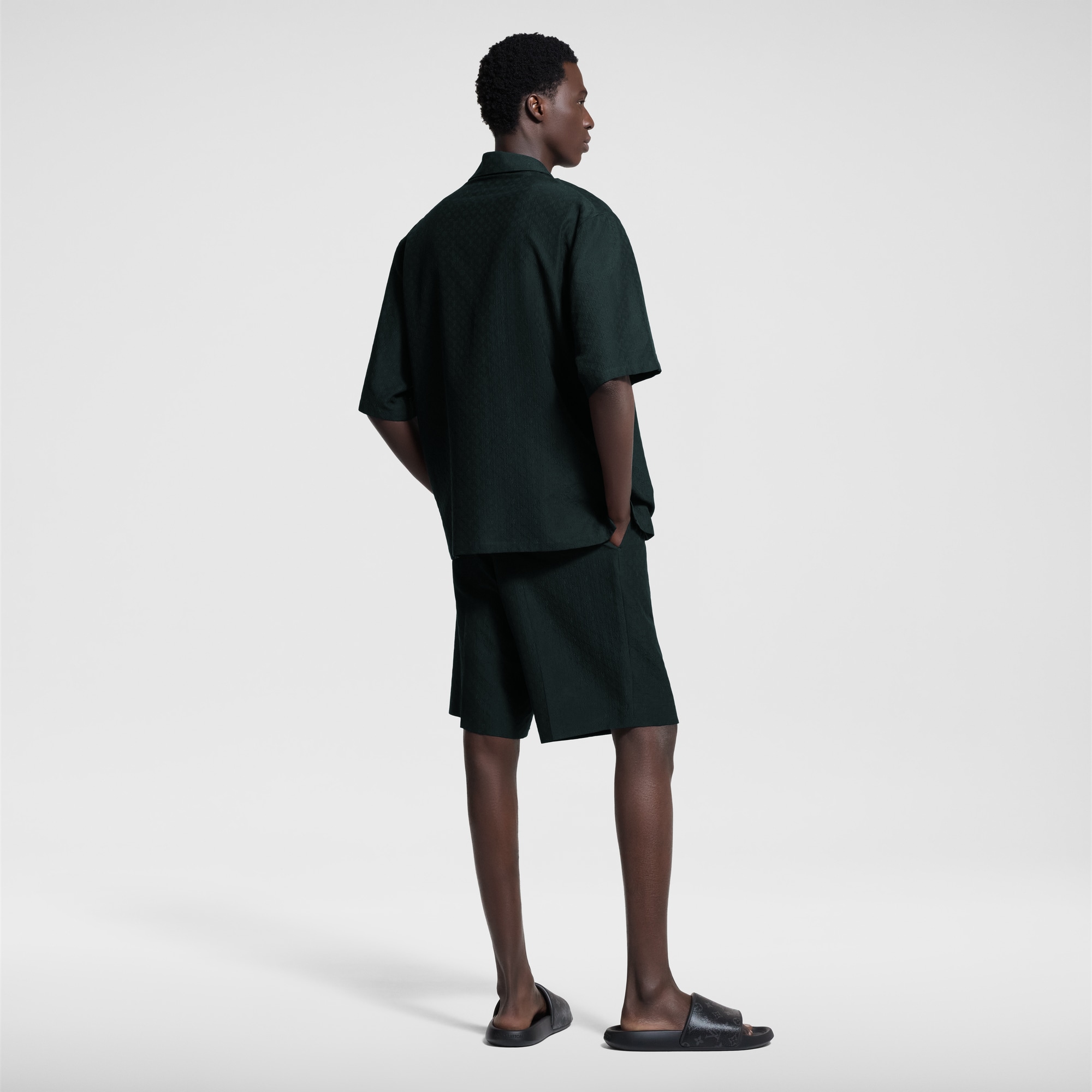 Mini Monogram Silk-Cotton Blend Tailored Shorts  in Pria