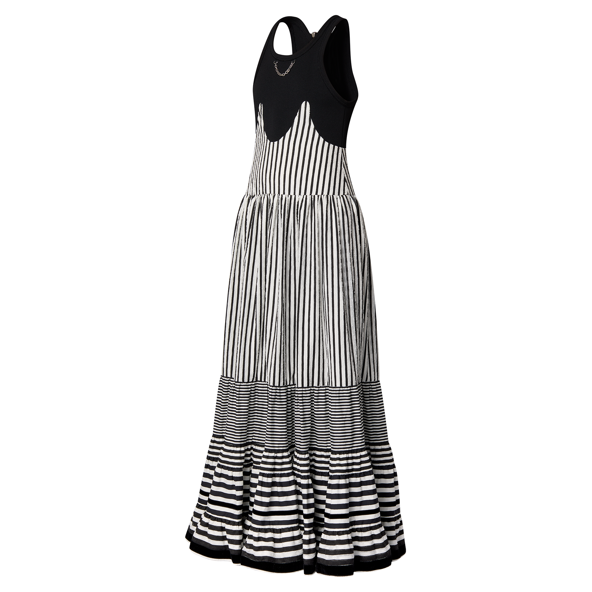 Mixed Stripes Tiered Dress  in Wanita