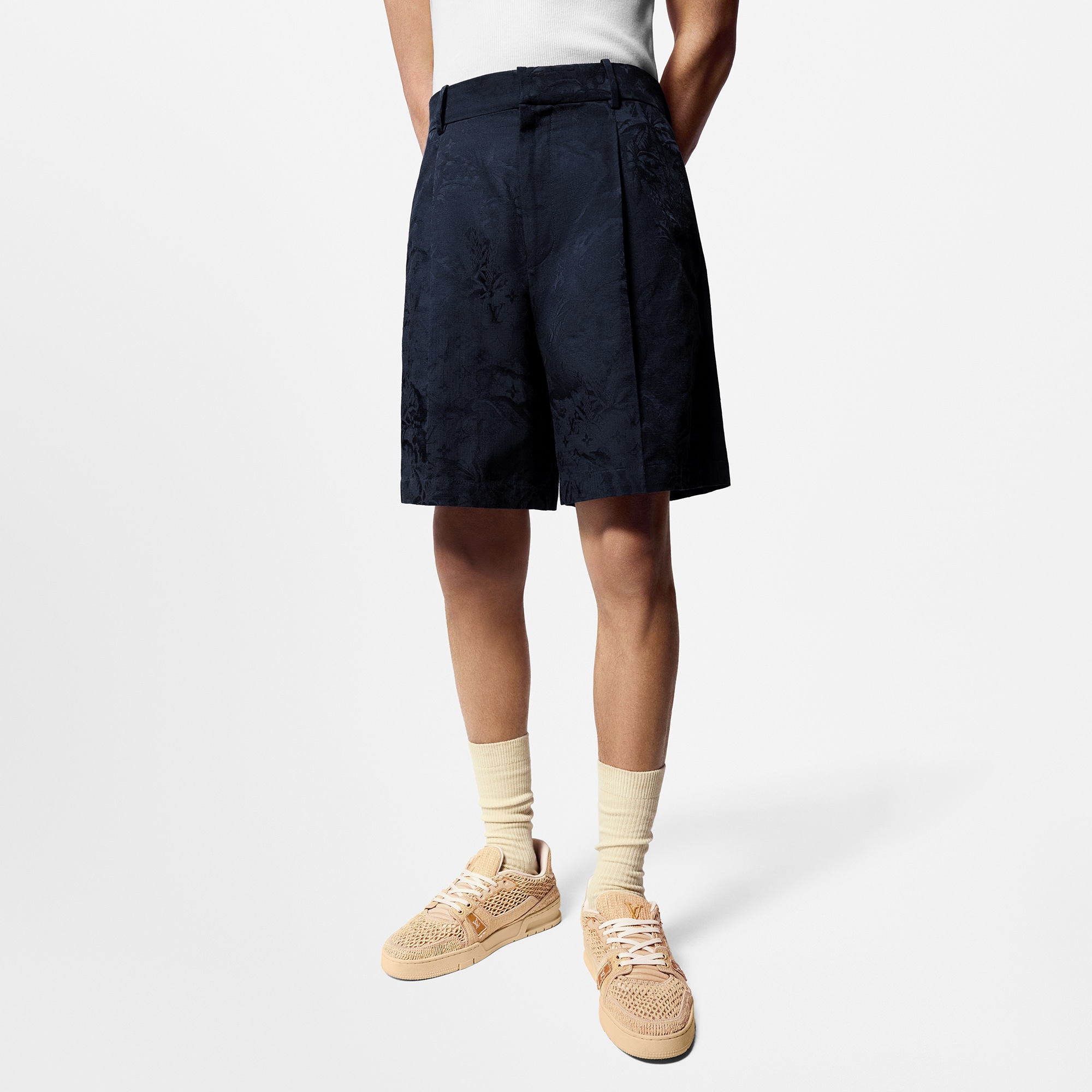 Monogram  Cotton-Blend Tailored Shorts  in Men