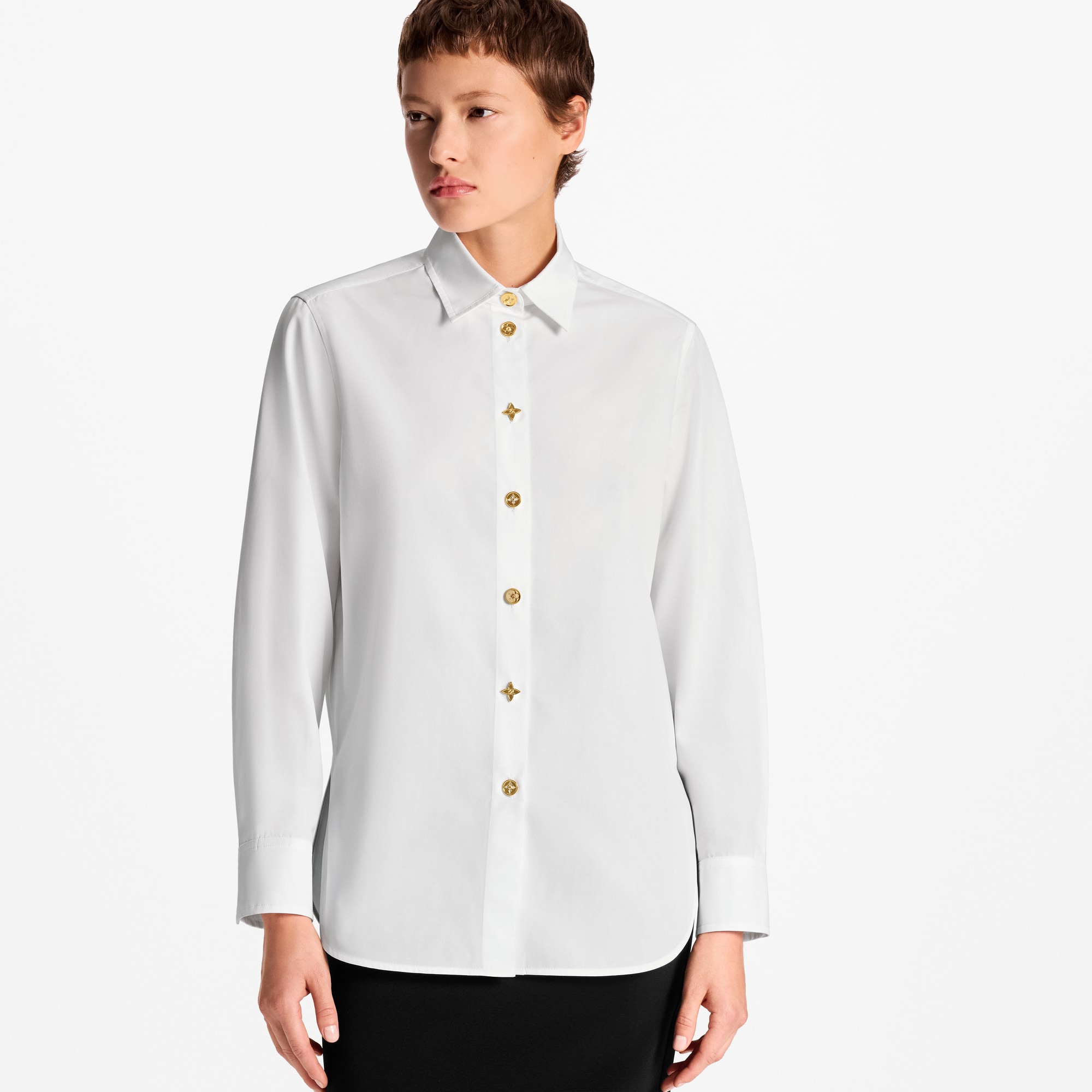 Monogram Button Shirt  in Wanita