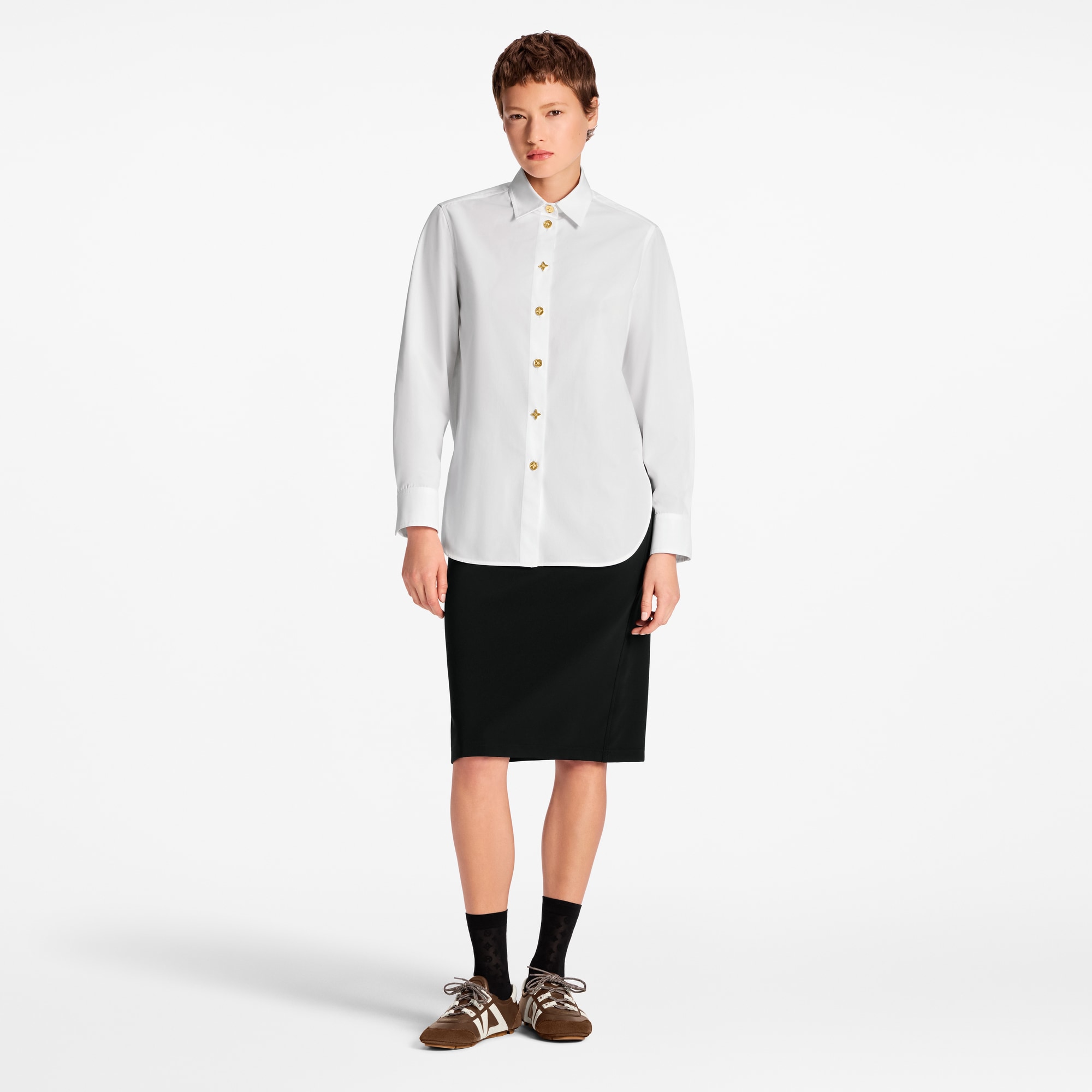 Monogram Button Shirt  in Wanita