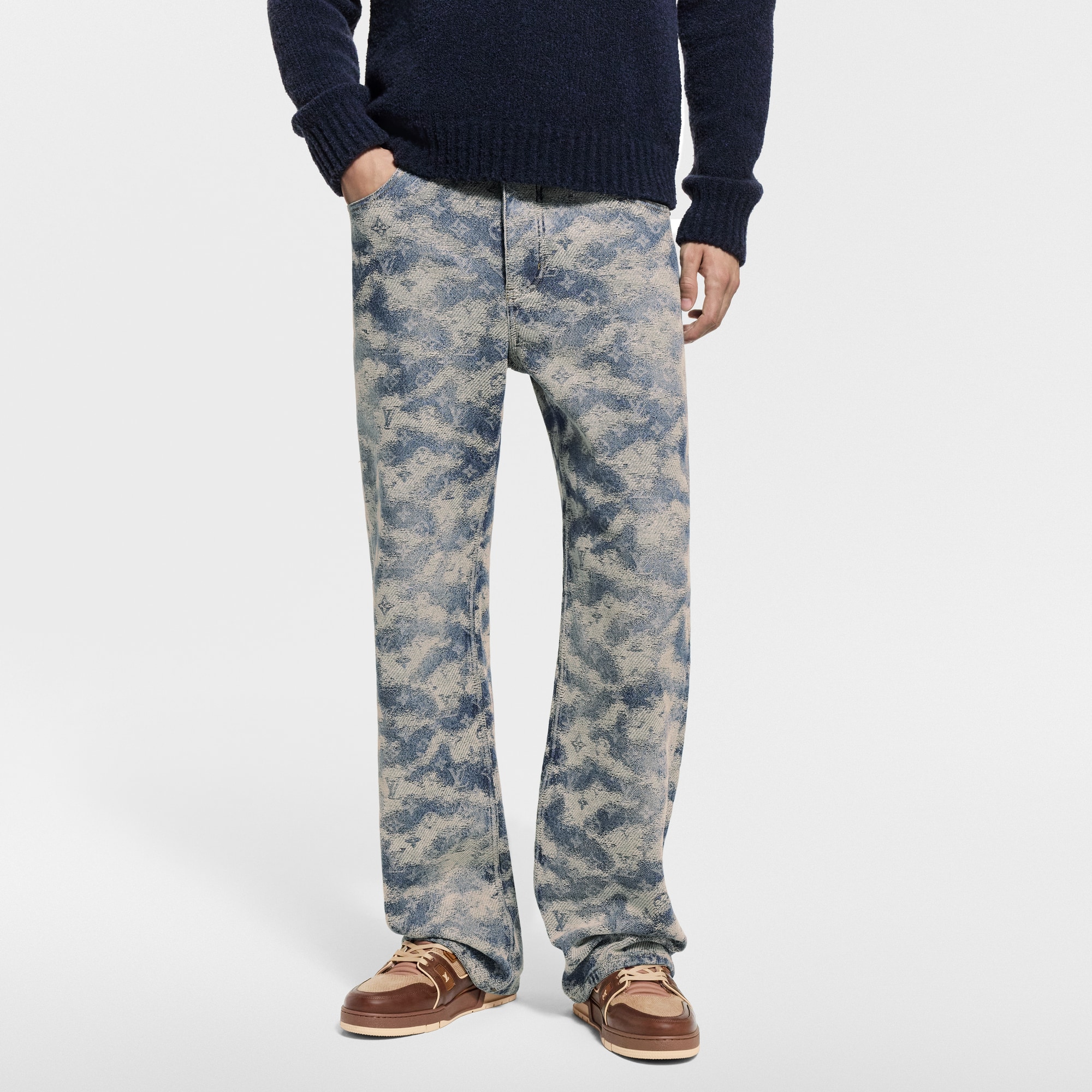 Monogram Denim Skate Pants  in Pria