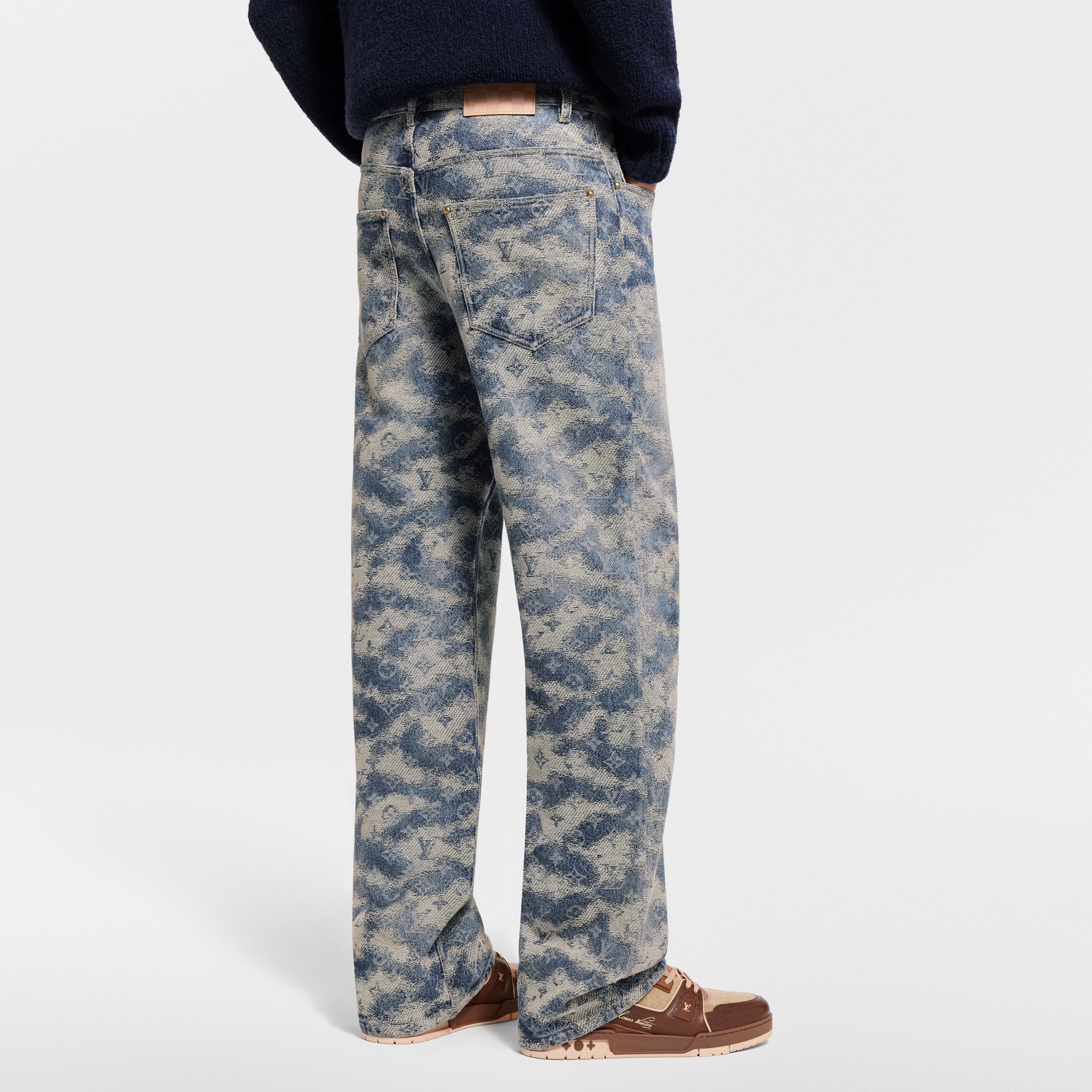 Monogram Denim Skate Pants  in Pria