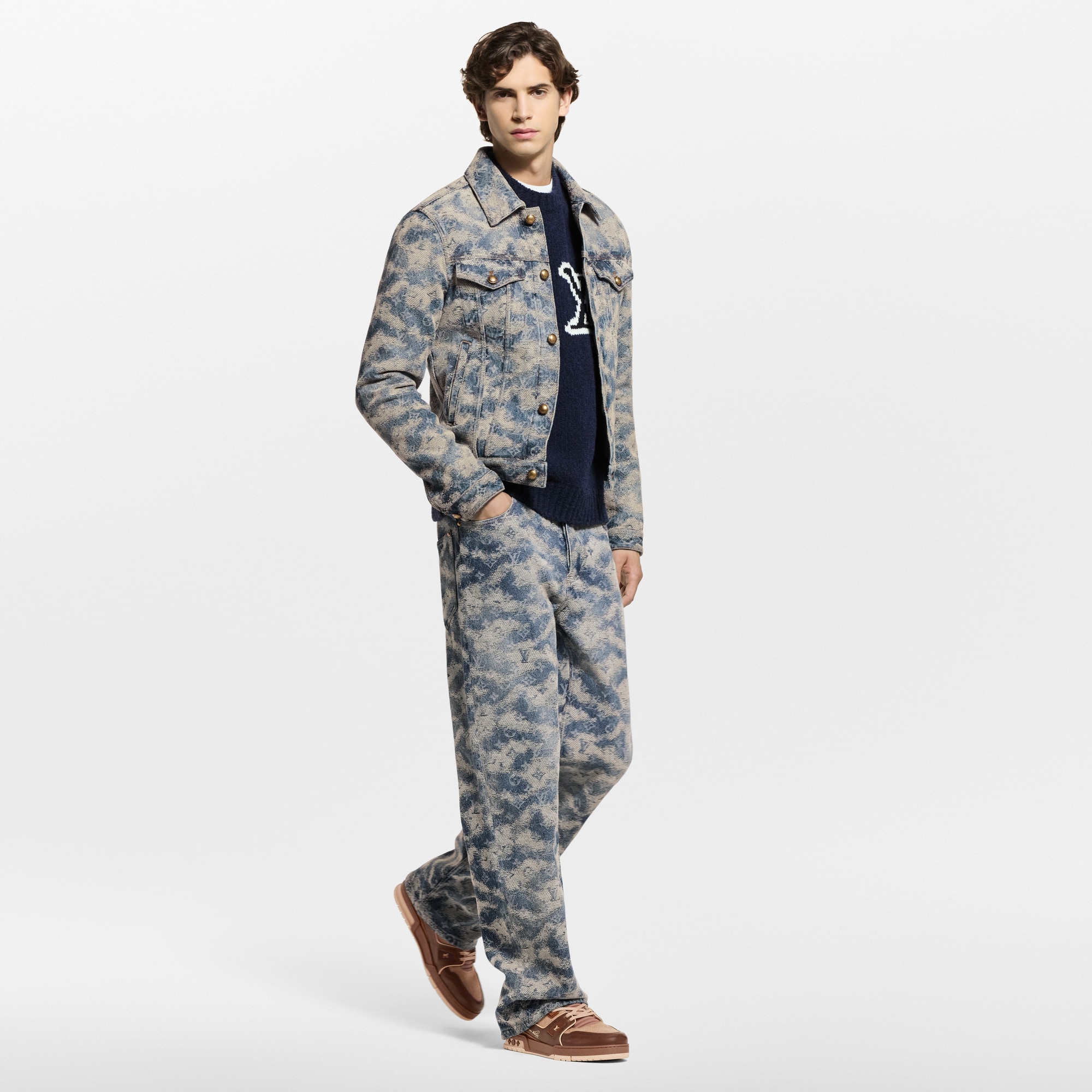 Monogram Denim Skate Pants  in Pria