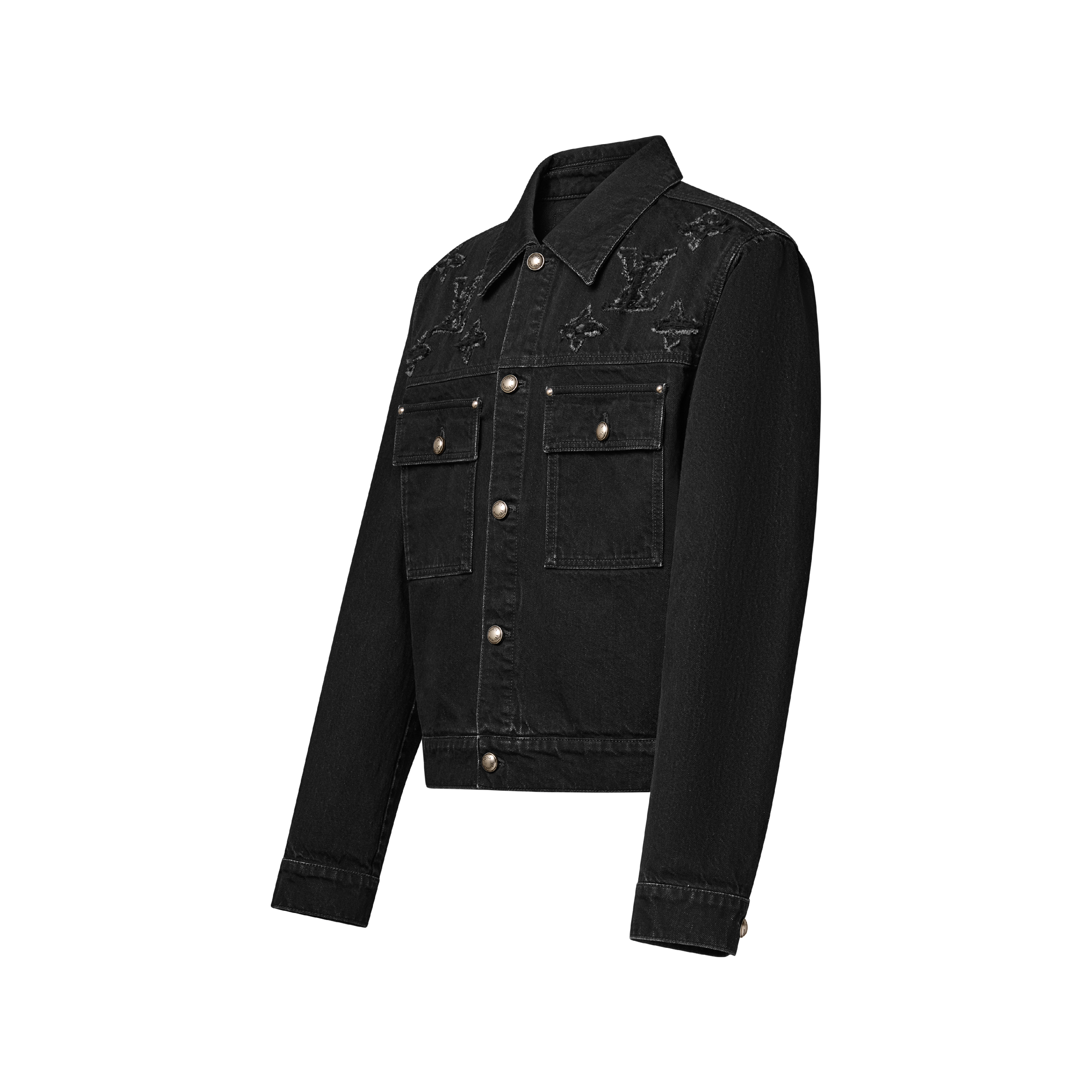 Monogram Destroy Denim Trucker Jacket  in Pria