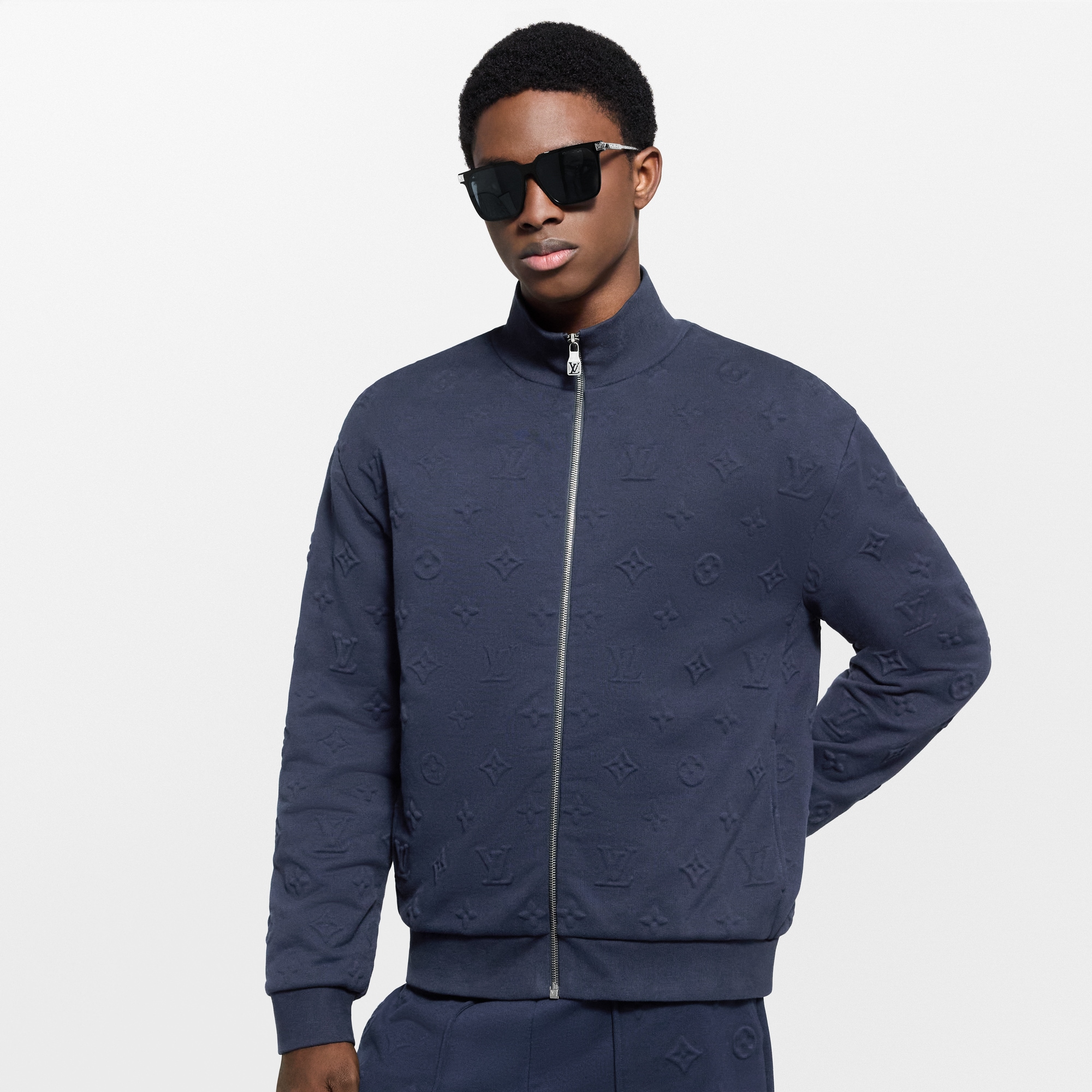 Monogram Embossed Track Top  in Pria