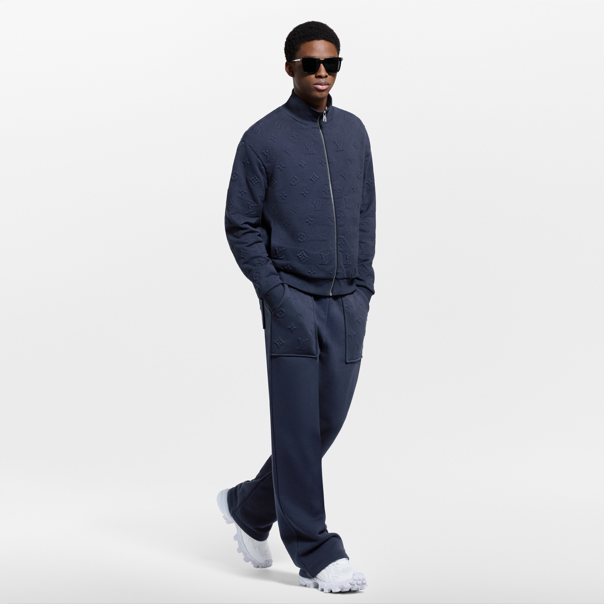 Monogram Embossed Track Top  in Pria