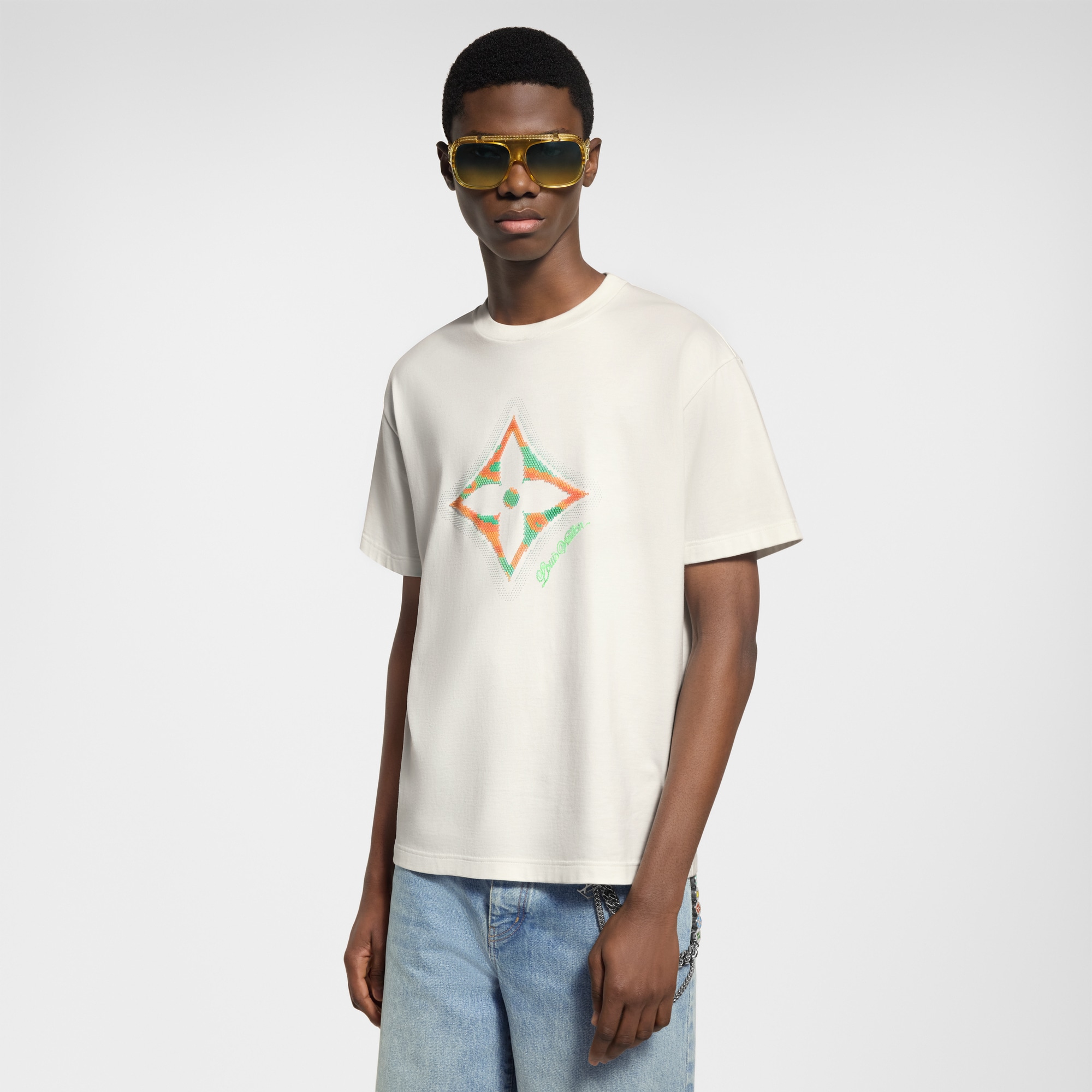 Monogram Flower 3D Gradient Print T-Shirt  in Pria