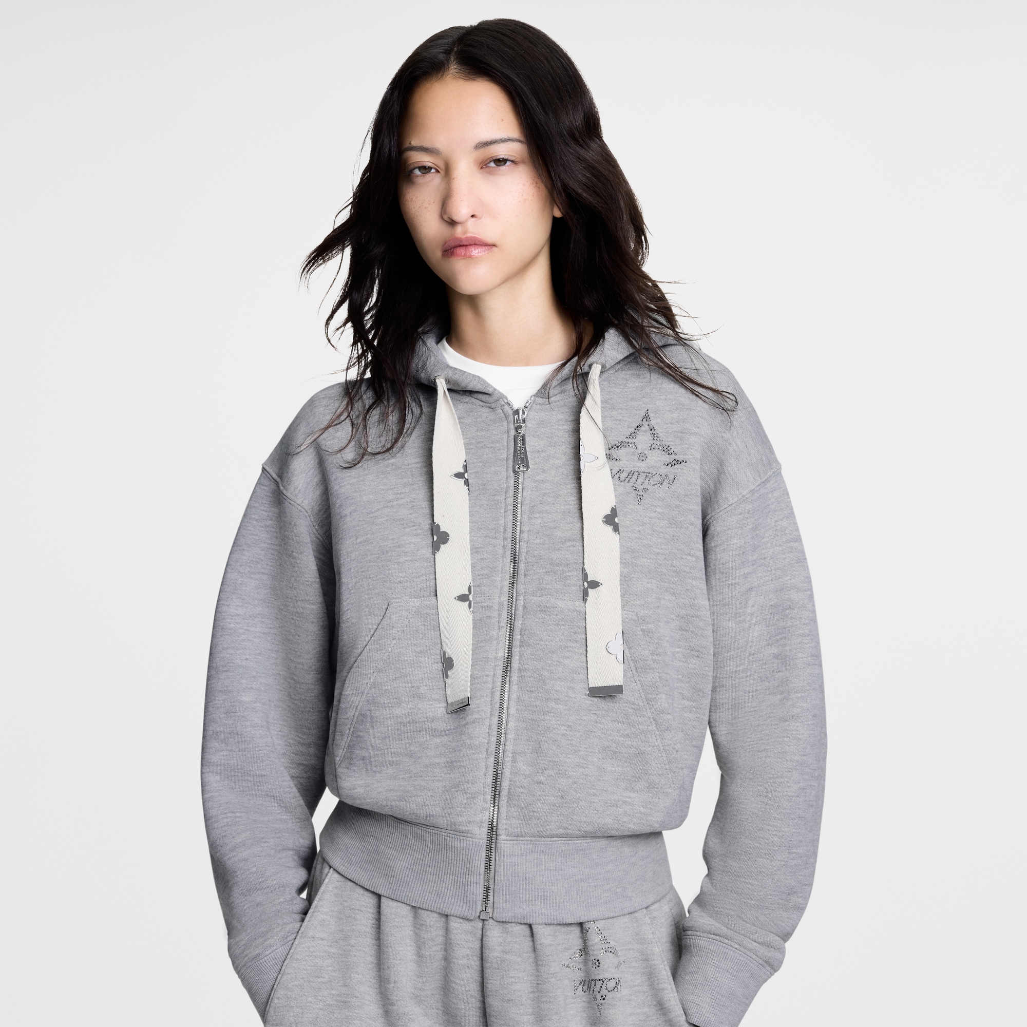 Monogram Flower Accent Hoodie  in Wanita