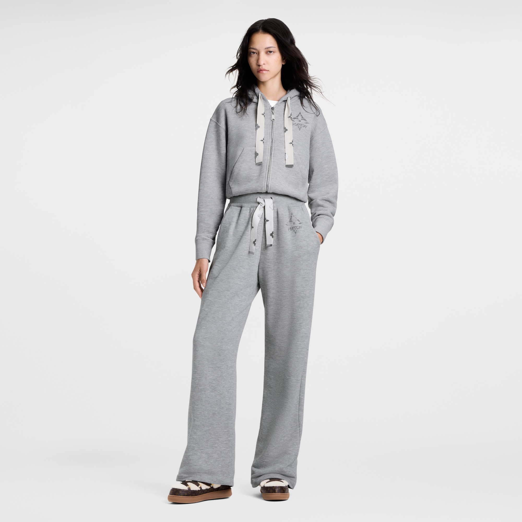 Monogram Flower Accent Hoodie  in Wanita