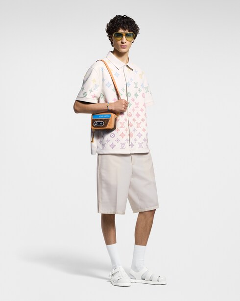 モノグラム フラワー パーフォレーテッドレザーポロシャツ メンズ ウェア(洋服)