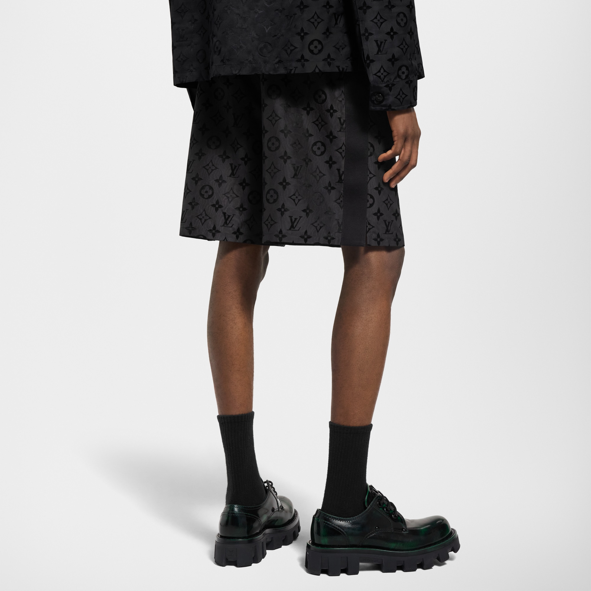 Monogram Moire Jacquard Silk Shorts  in Pria