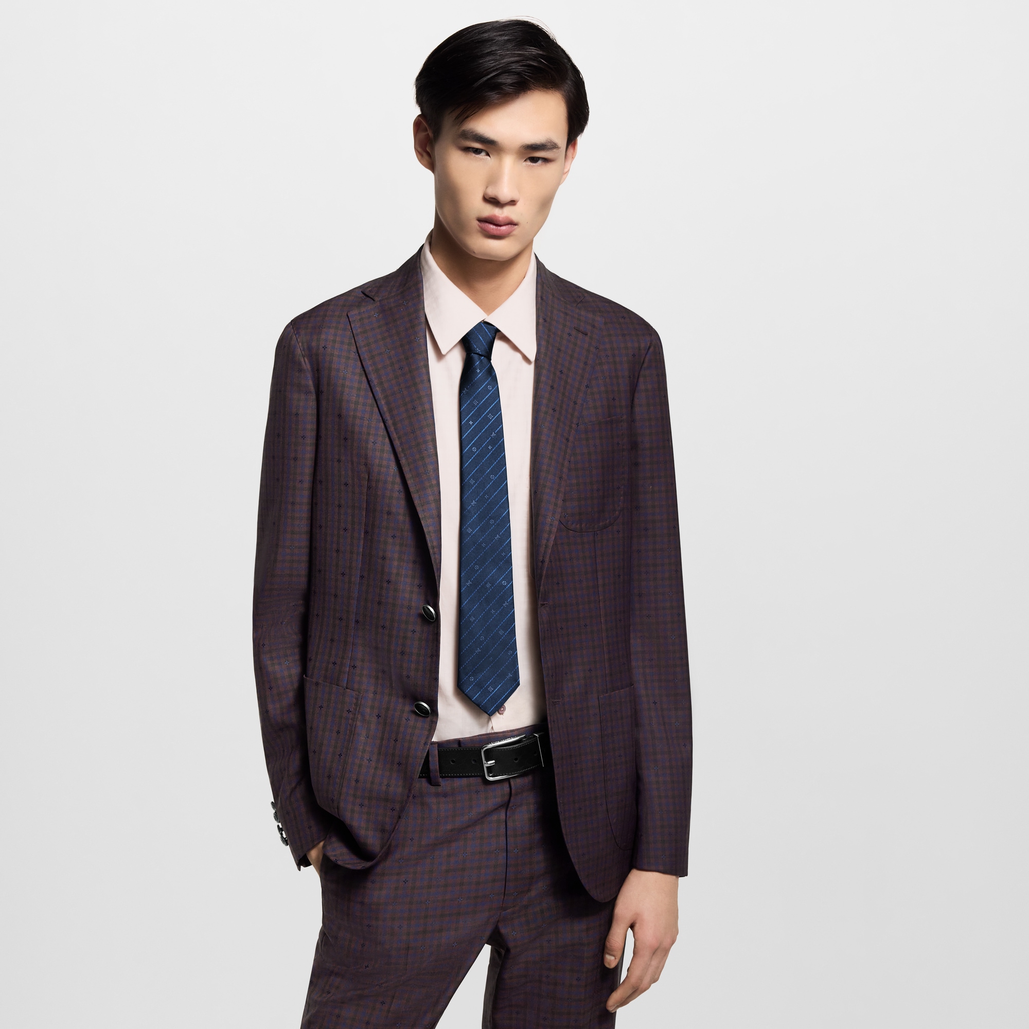 Monogram Pinstripes Tie S00 in Pria