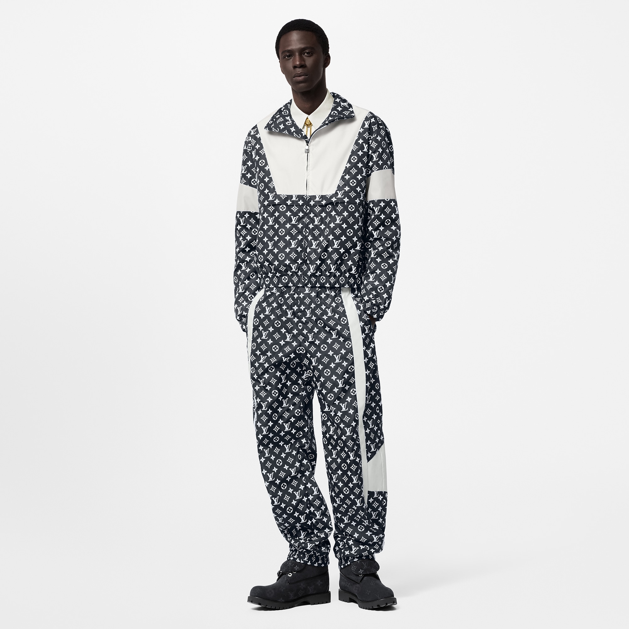 Monogram Printed Technical Track Pants  in Pria