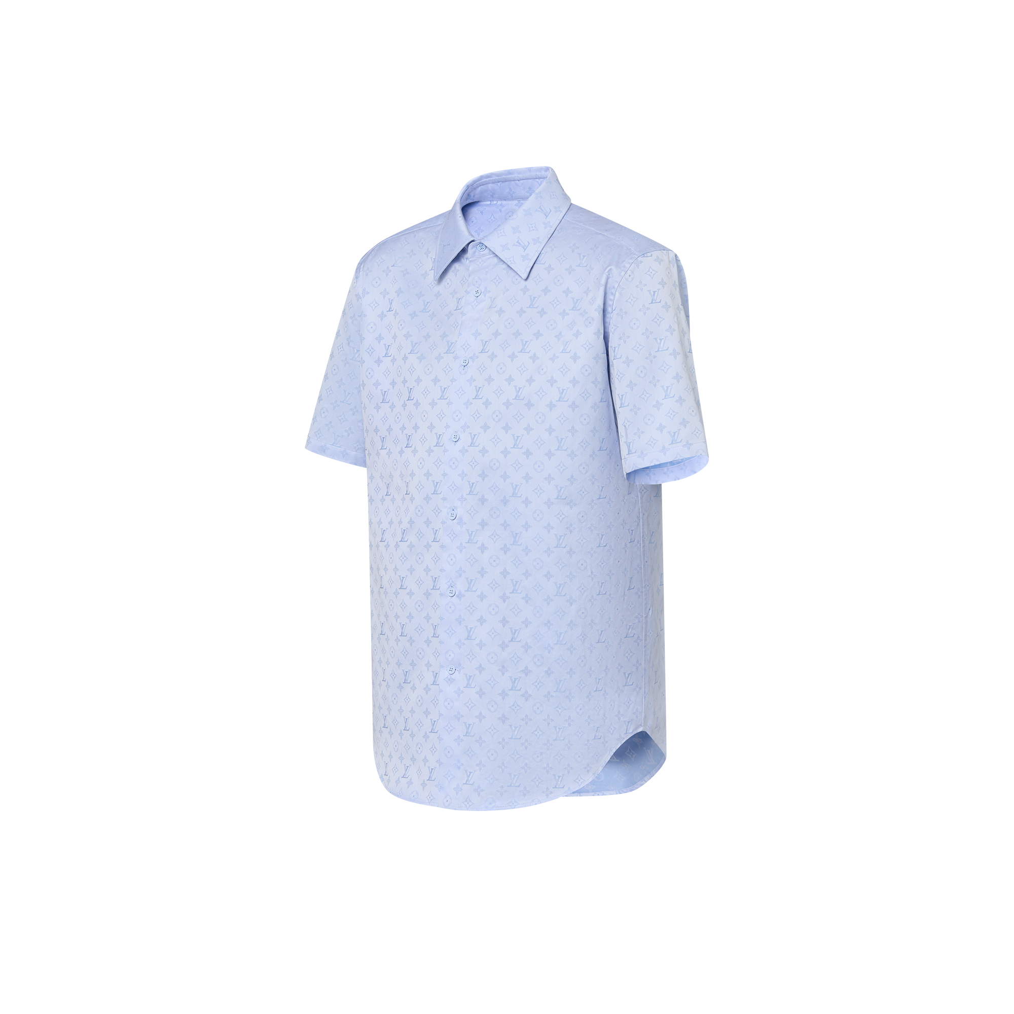 Monogram Short-Sleeved Cotton Shirt  in Pria