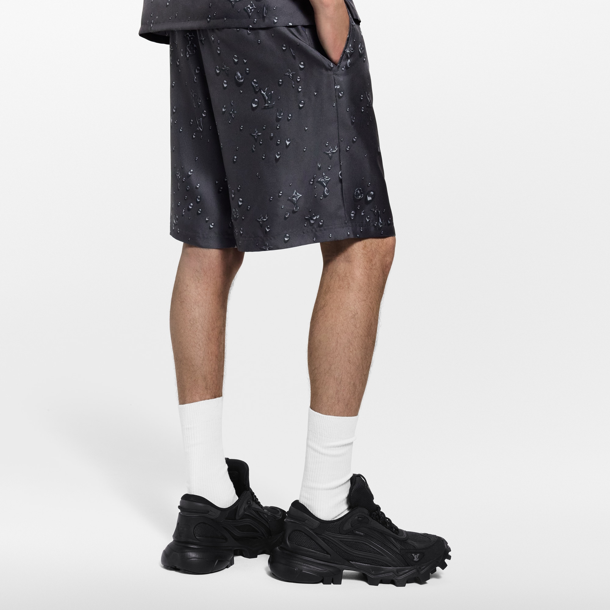 Monogram Silk Shorts  in Pria