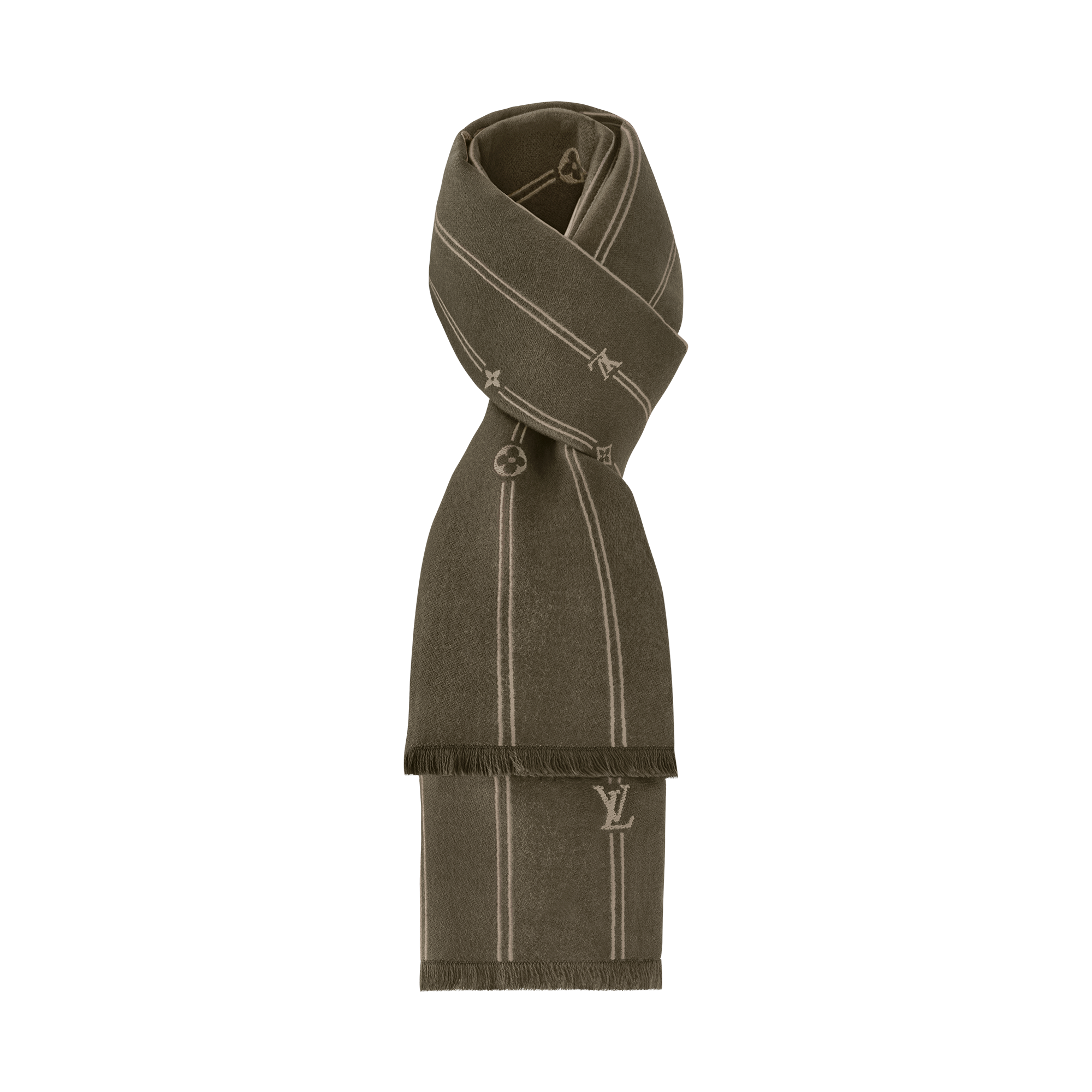 Monogram Stripes Scarf S00 in Pria