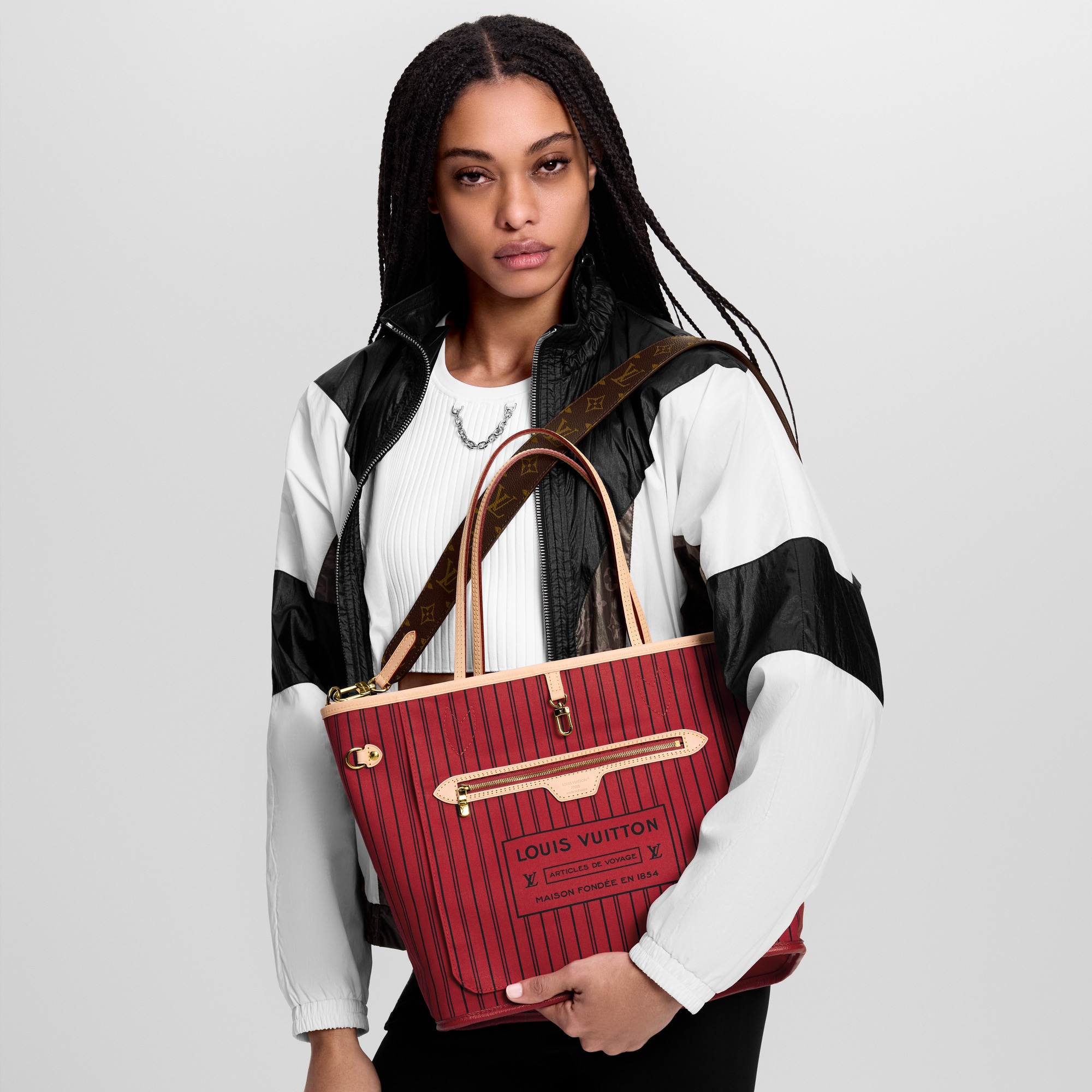 Neverfull Bandoulière Inside Out MM Monogram in Tas dan Aksesori Kulit