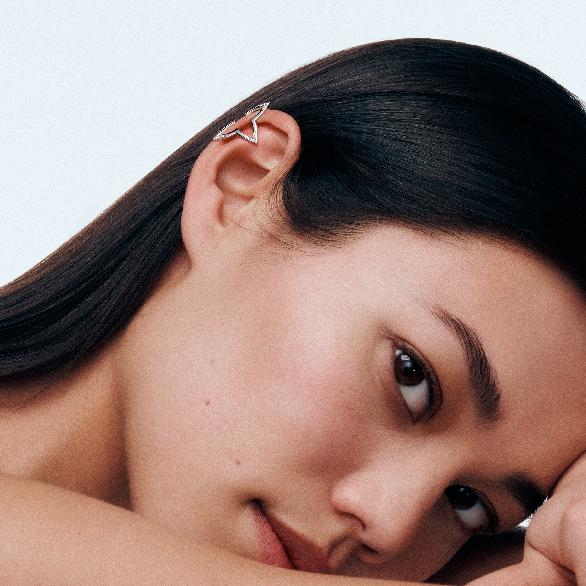 Ombre Blossom Ear Cuff, White Gold and Diamonds  in Jewelry