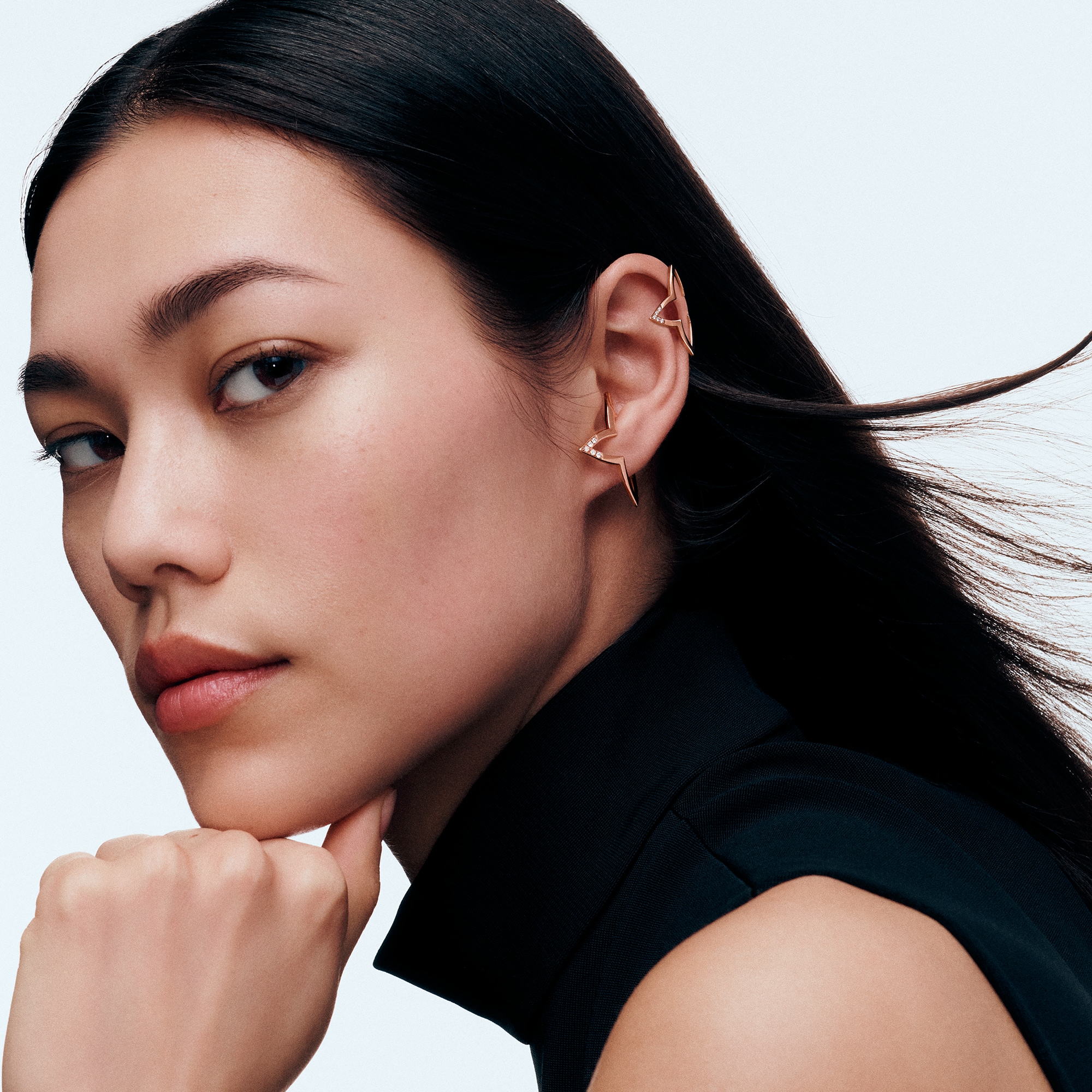 Ombre Blossom Overlap Hoop, Pink Gold and Diamonds - Per Unit  in Jewelry