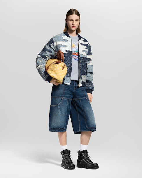 Patchwork Denim Bomber Jacket in Pria's Pakaian Outerwear dan Mantel collections by Louis Vuitton