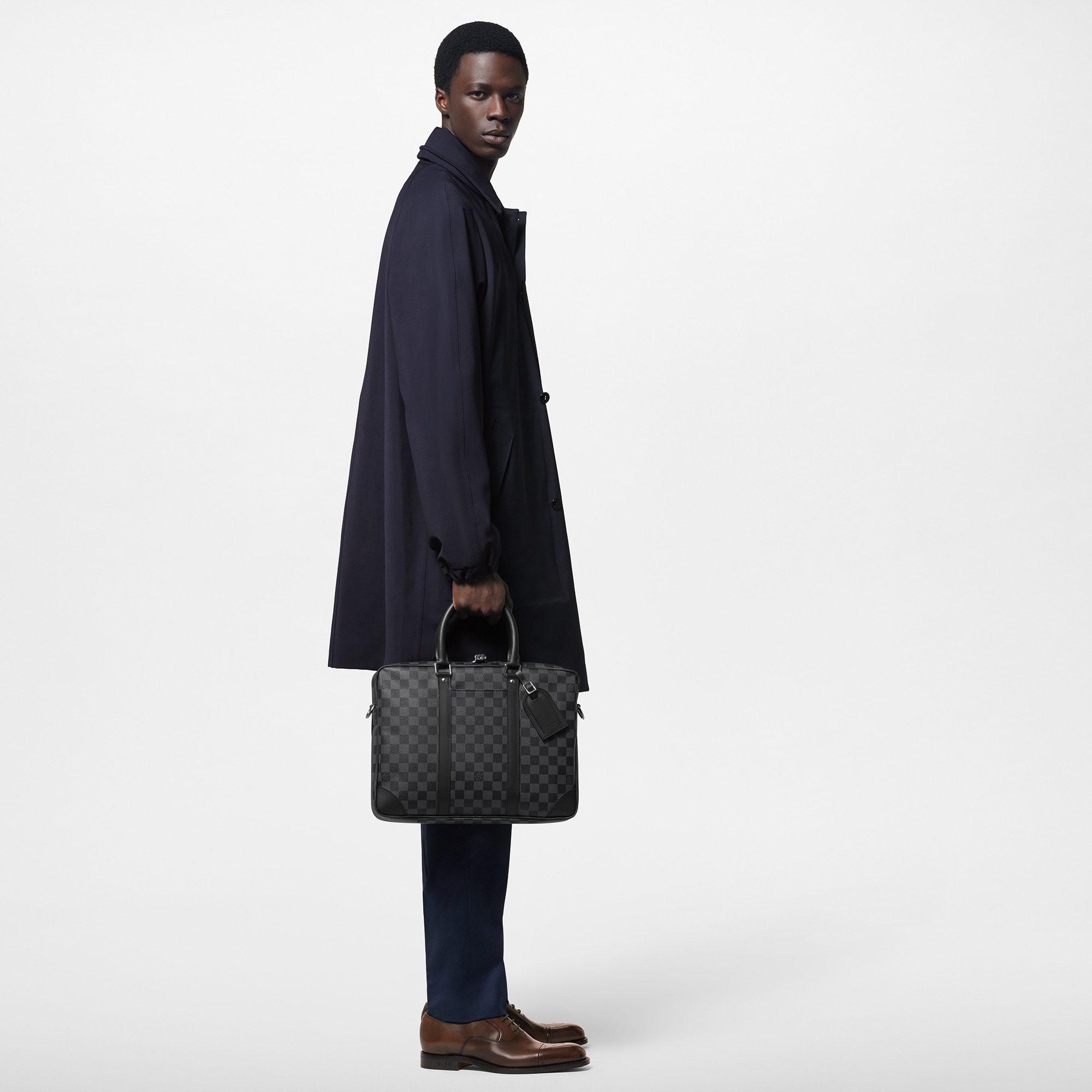 Porte-Documents Voyage PM Damier Graphite Canvas in Pria